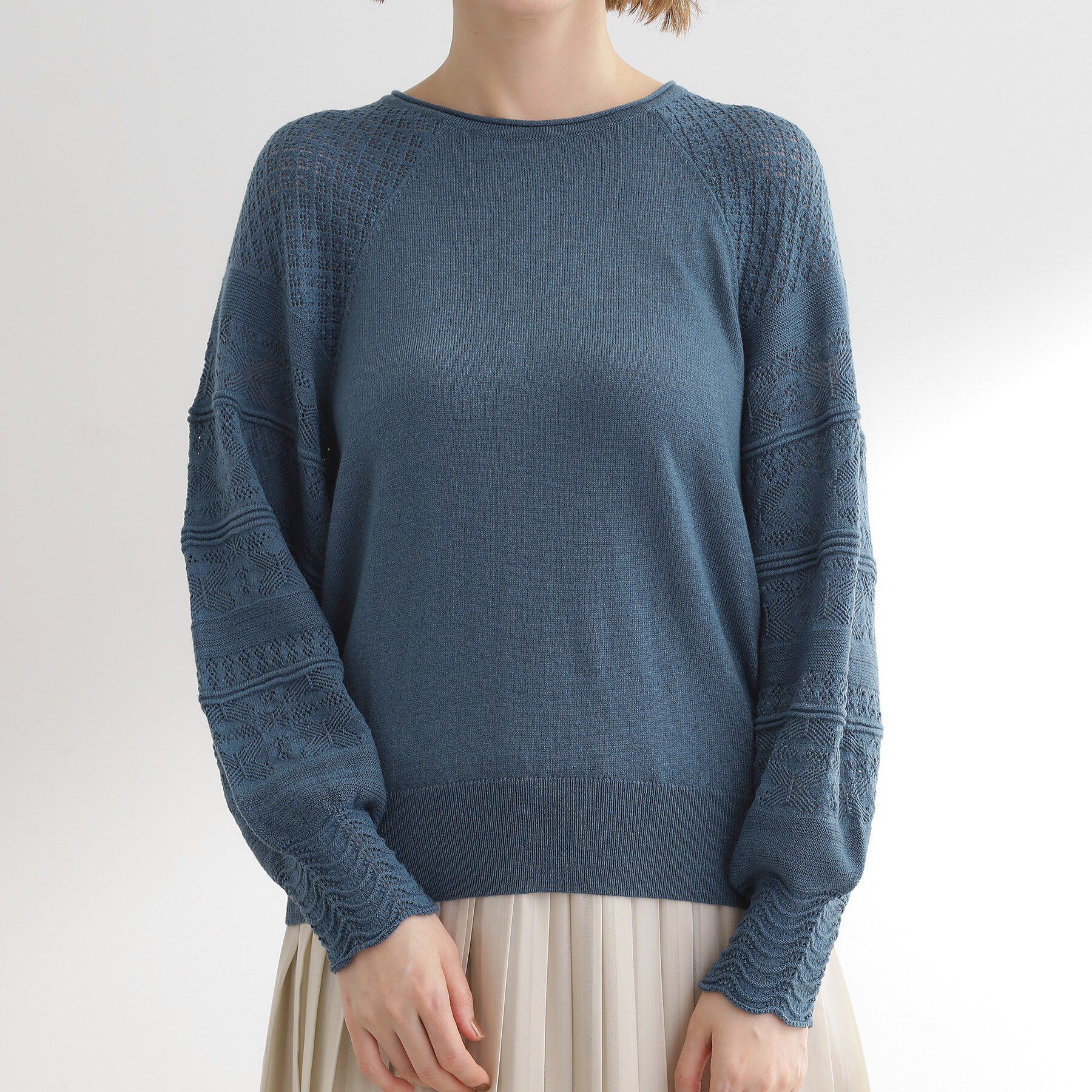 grove「【最終お値下げ！！】袖レース編みラグランスリーブニット」|ニット・セーター|