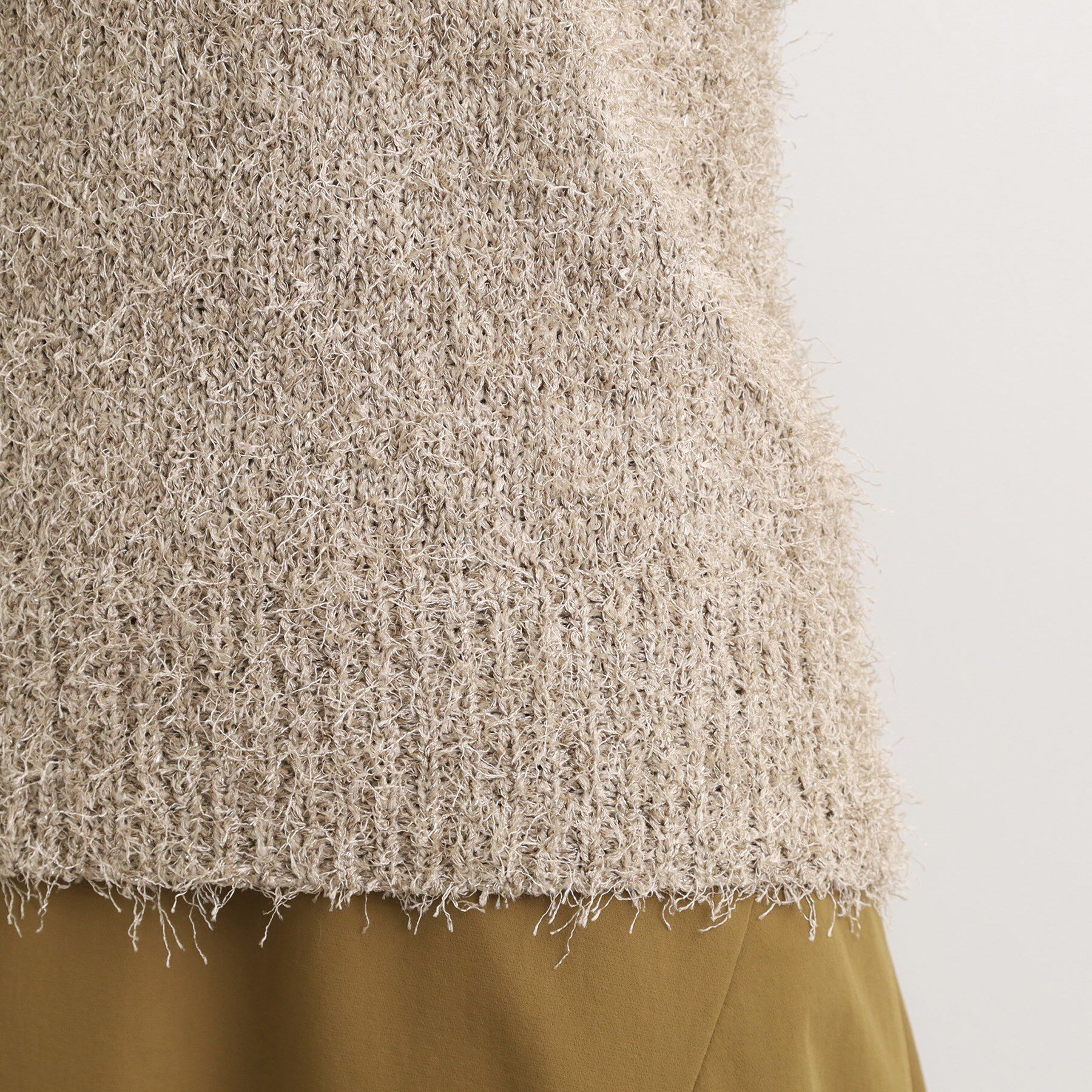 grove「【最終お値下げ！！】ラメフェザーヤーン オープンカラーニット」|ニット・セーター|