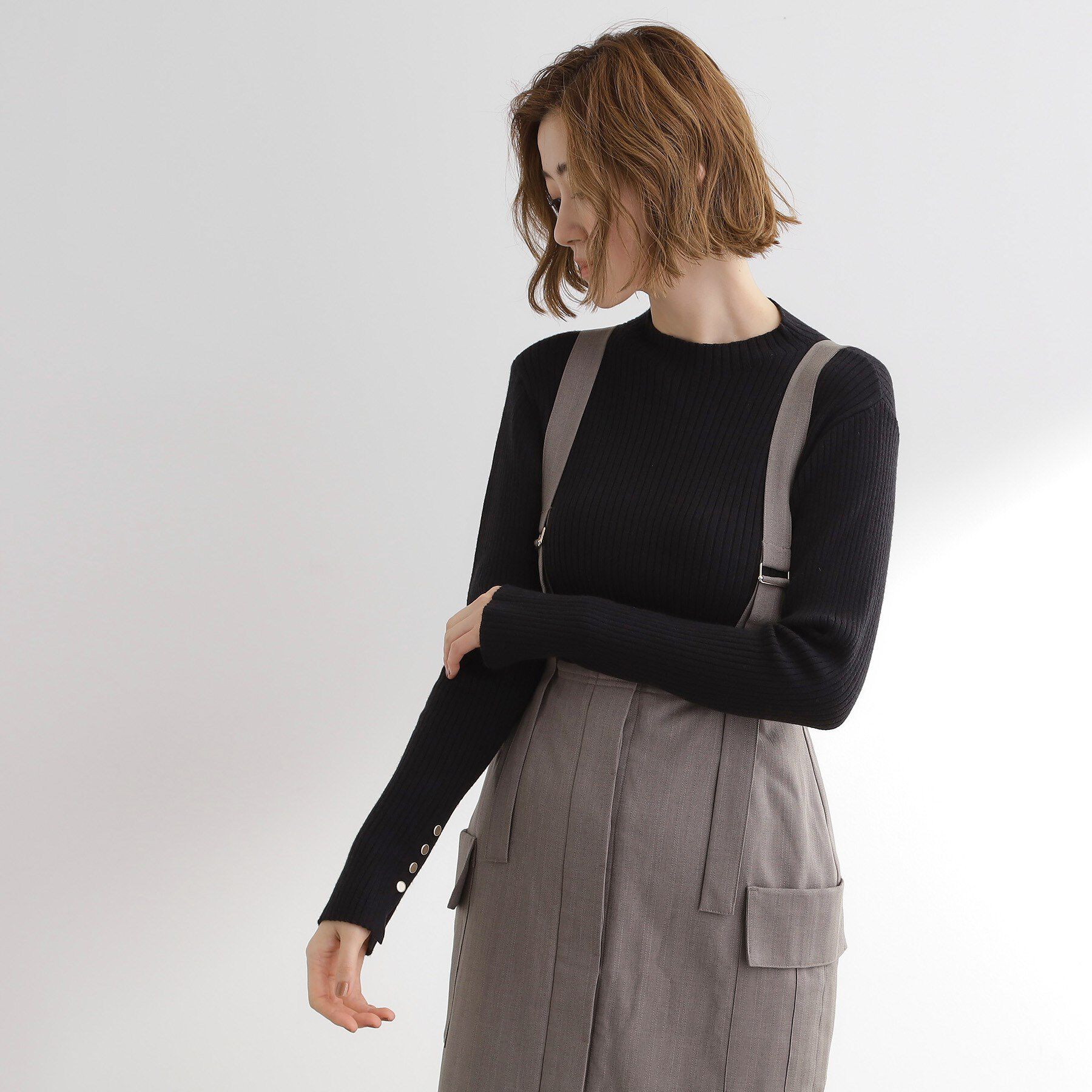 grove「【吸湿発熱／帯電防止】ハイネックリブプルオーバー」|ニット・セーター|