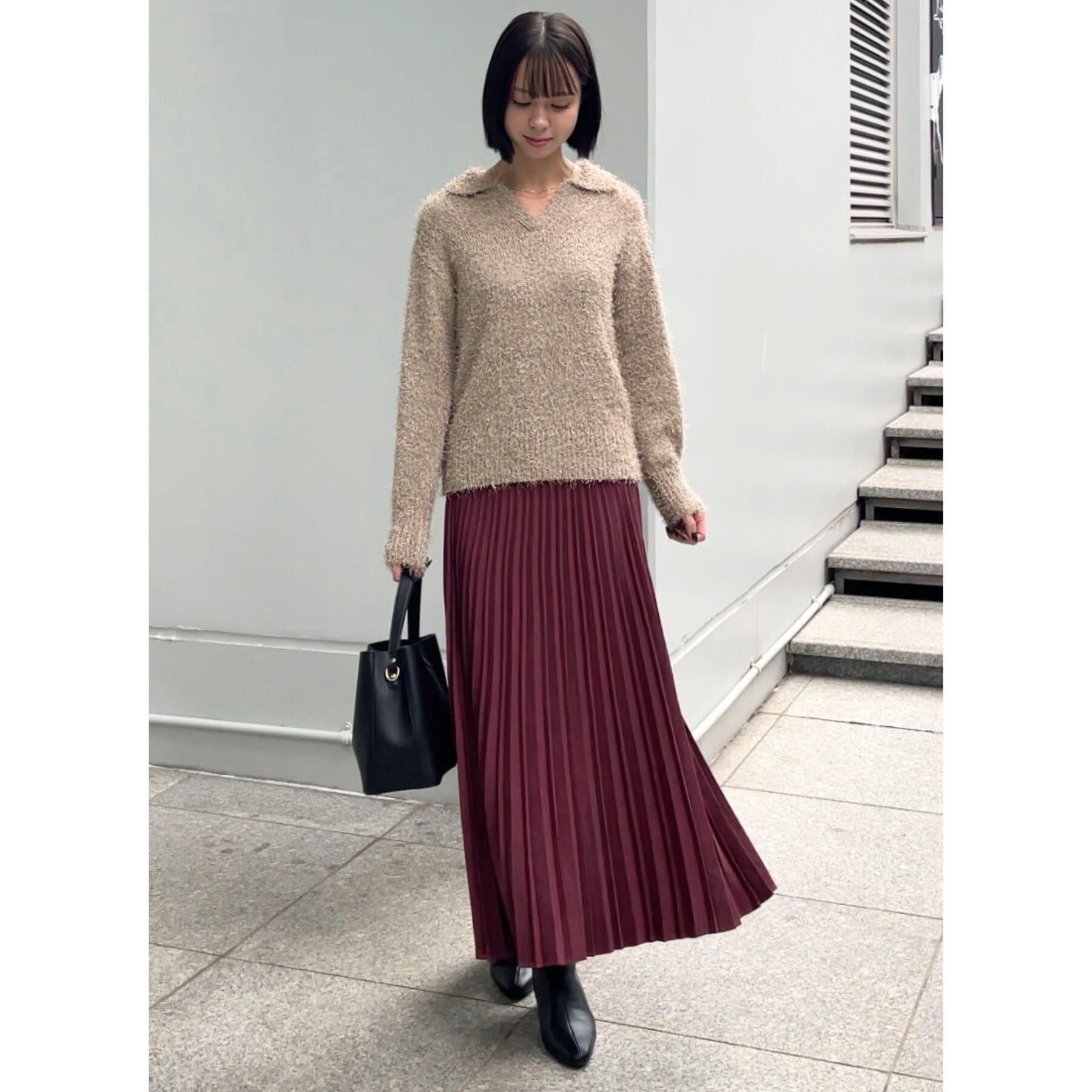 grove「すっきり見えて、やさしく揺れる。大人のスエードライクプリーツスカート」|スカート|