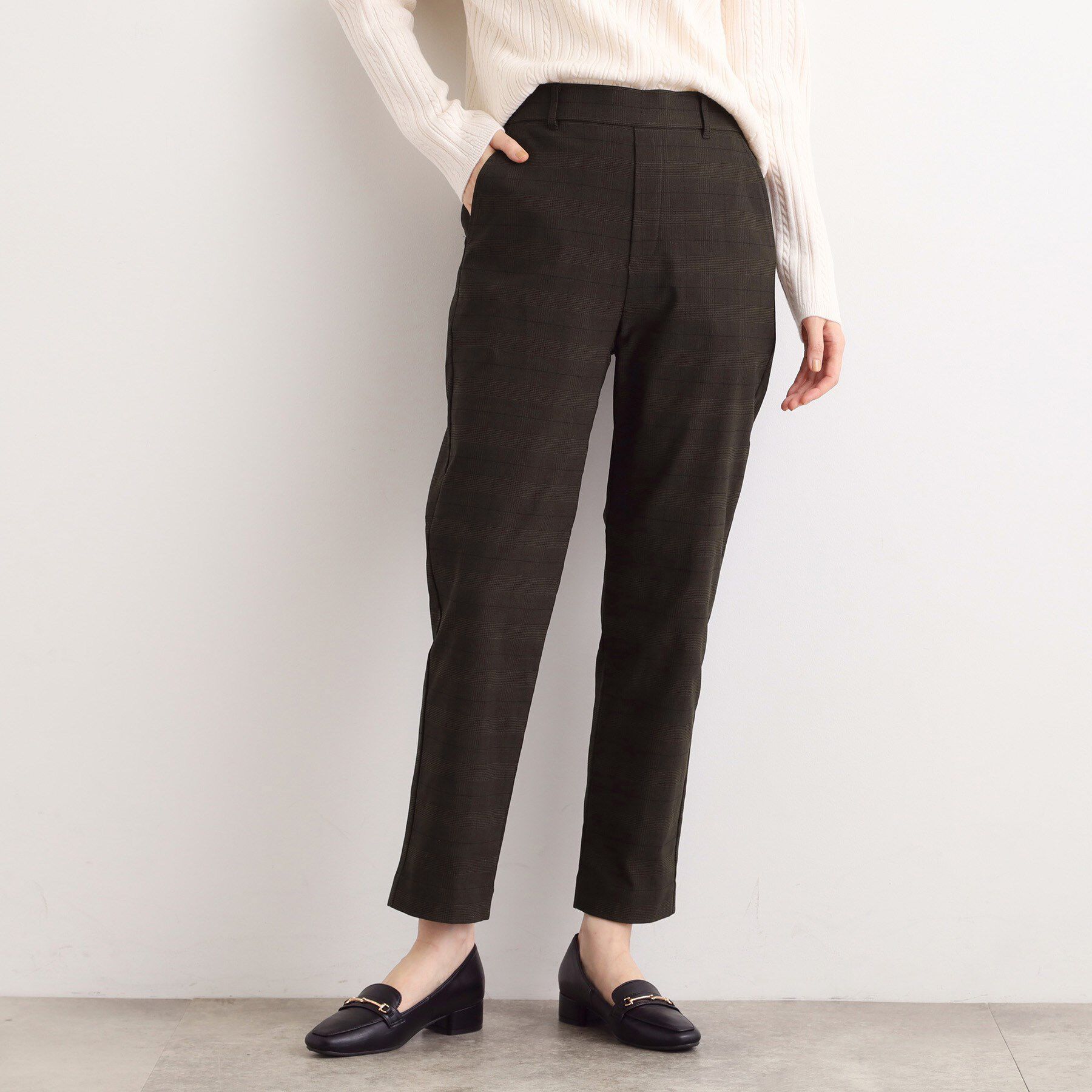 grove「【選べる着丈/多機能】裏起毛ハイパーストレッチテーパードパンツ」|その他|ブラウンチェック(2