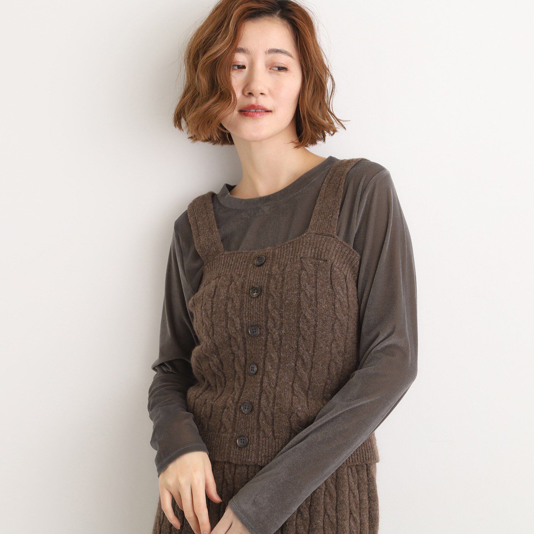 grove「【SETITEM】ケーブルニットビスチェ」|ニット・セーター|ブラウン(044)