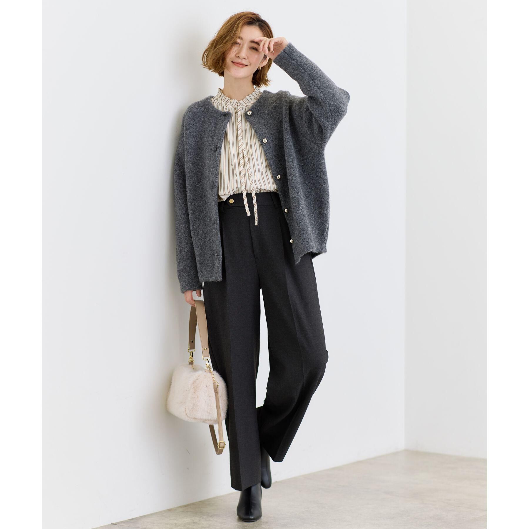 grove「ふっくらやわらかく、毛混オーバーニットカーディガン」|カーディガン|