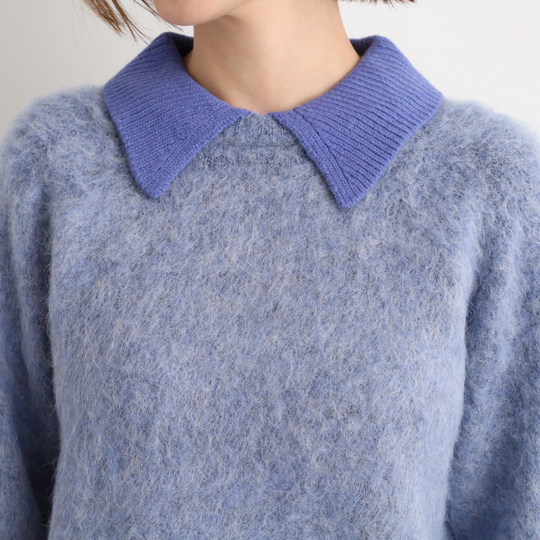 grove「異素材ビッグカラーニット」|ニット・セーター|