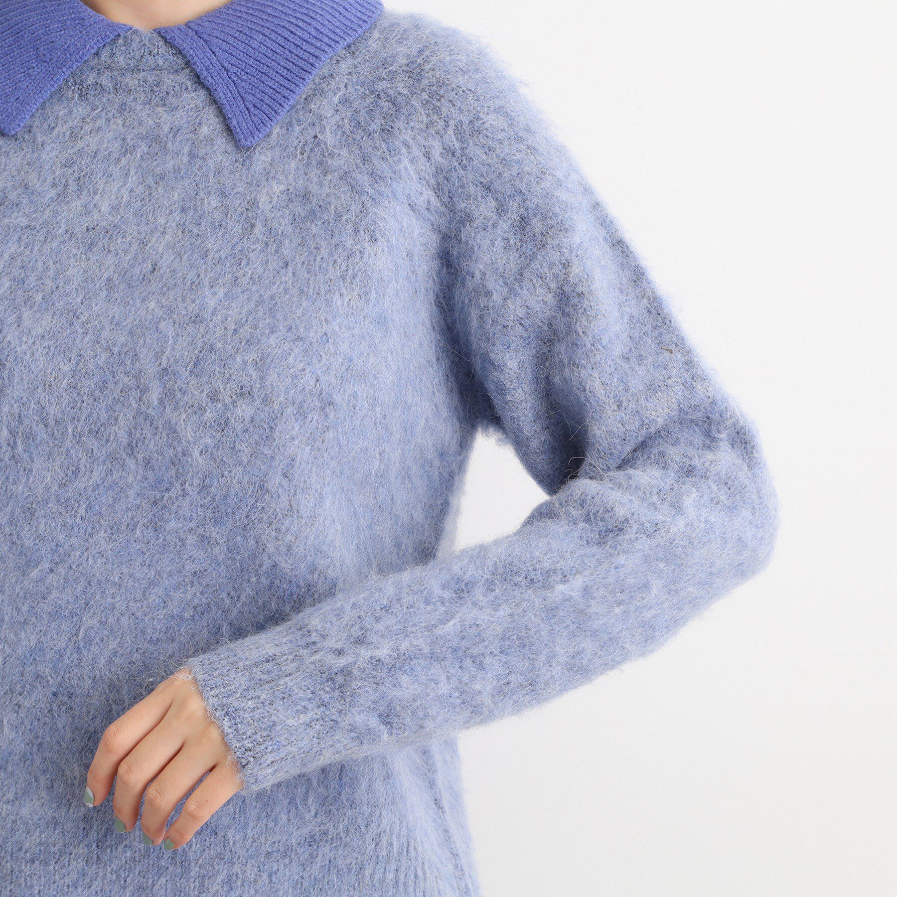 grove「異素材ビッグカラーニット」|ニット・セーター|