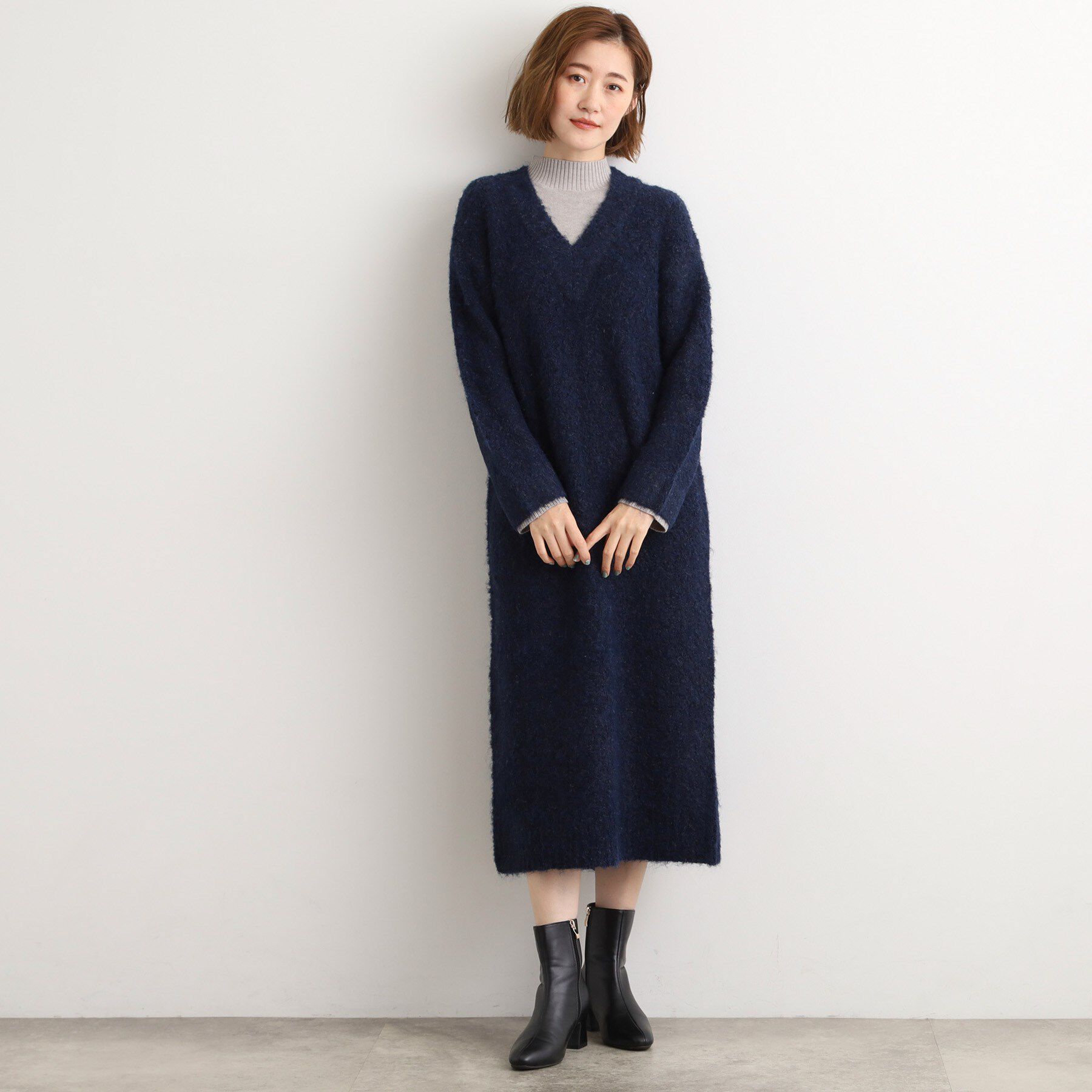 grove「一枚でレイヤードコーデ完成！ブークレーニットワンピース」|ワンピース|