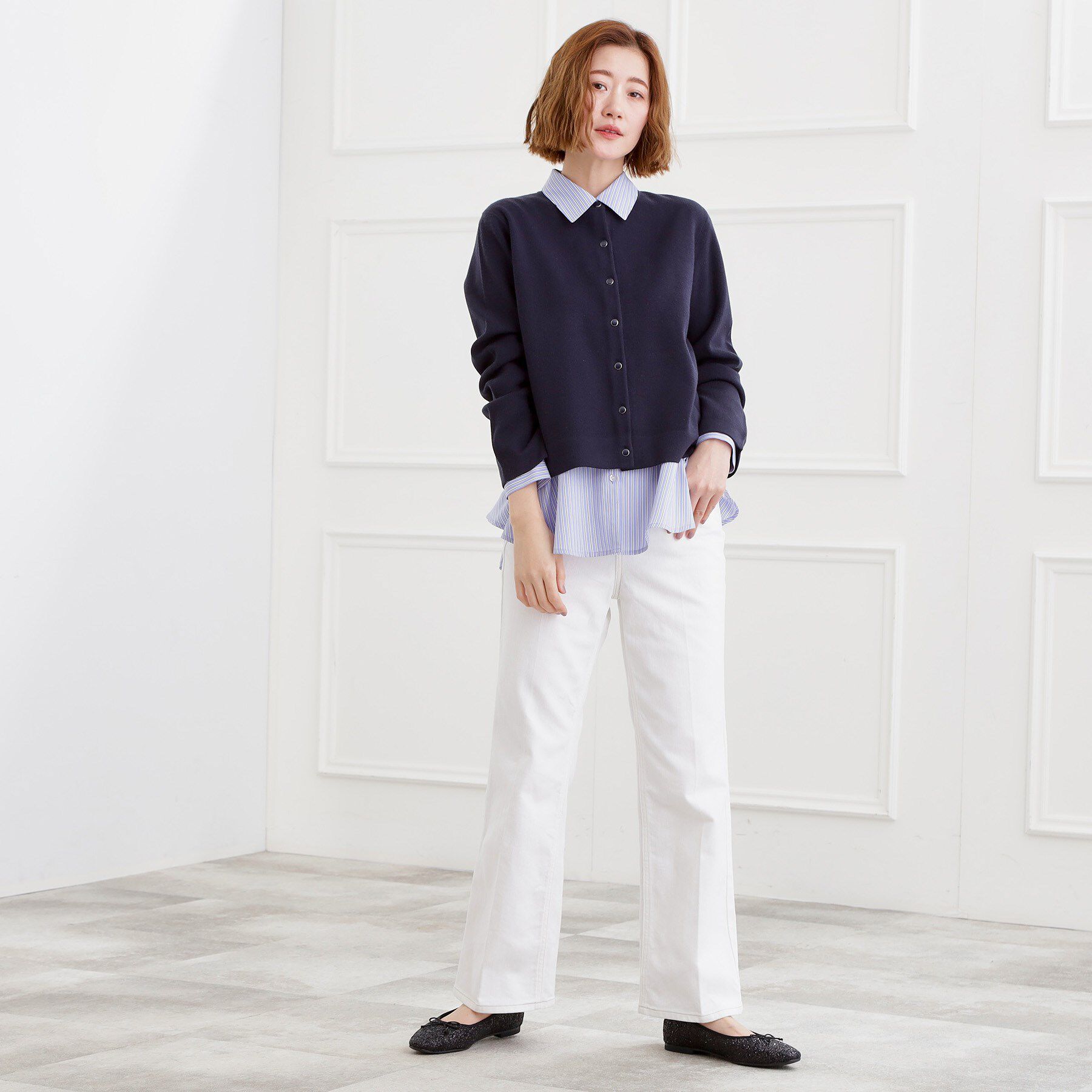 grove「【選べる着丈】美シルエットデニムソフトフレアーパンツ」|デニム|