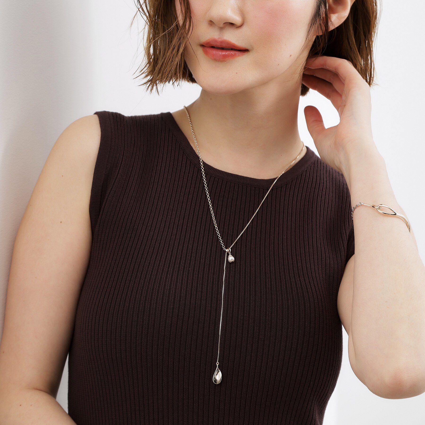 grove「フェイクパールY字アジャスタブルネックレス【2WAY】」|ネックレス|