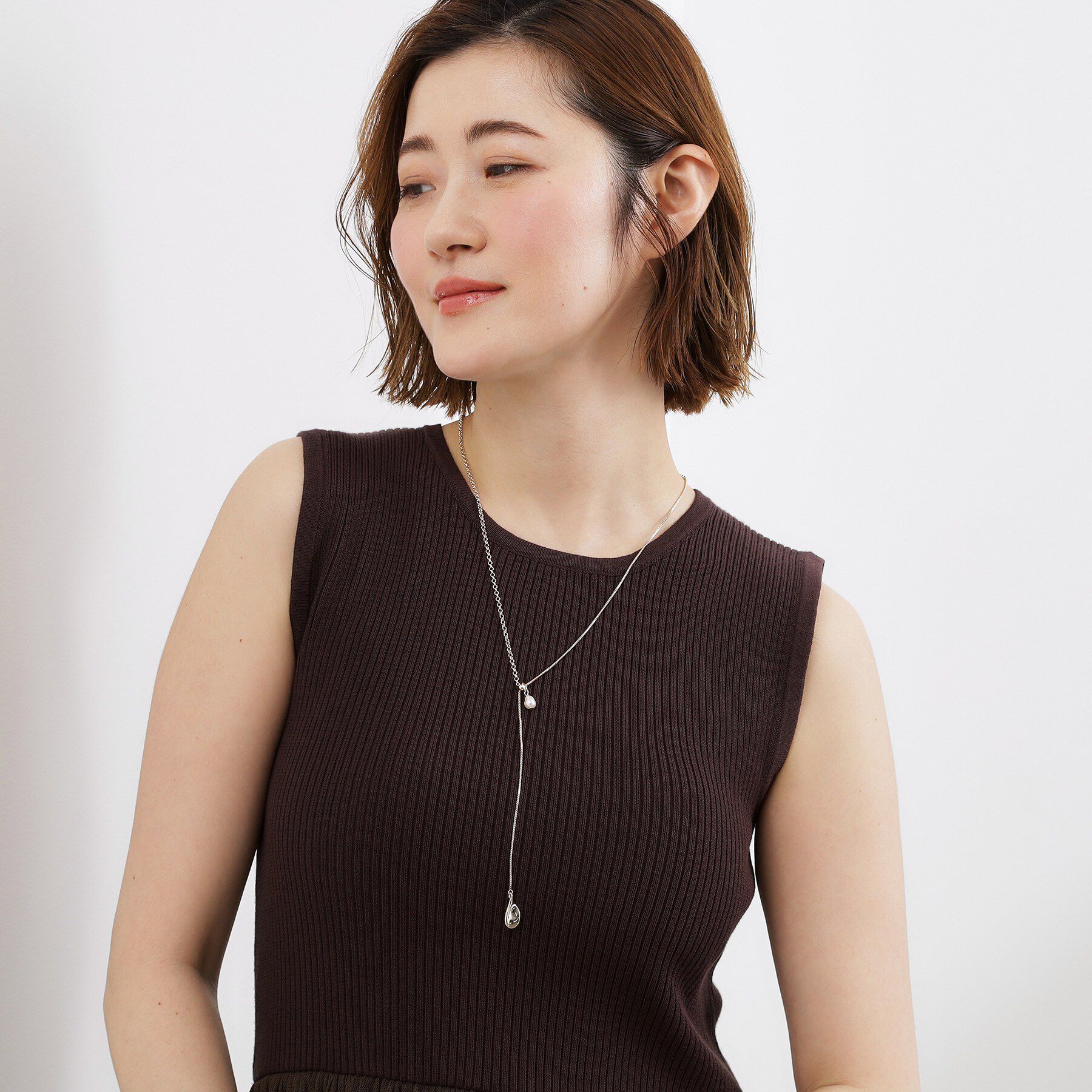 grove「フェイクパールY字アジャスタブルネックレス【2WAY】」|ネックレス|