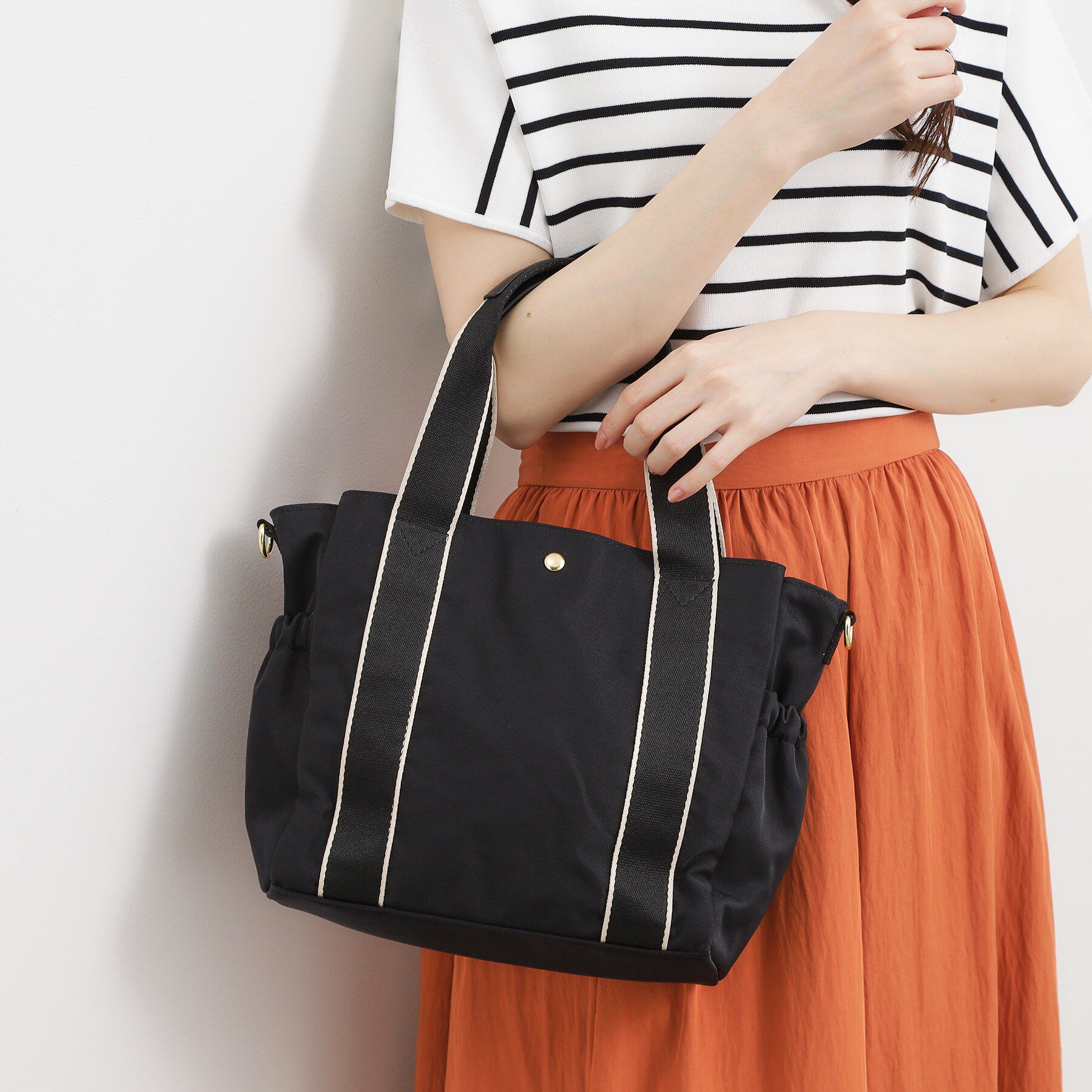 grove「【撥水】ギャザーラインテープ2WAYトート」|トートバッグ|ブラック(019)