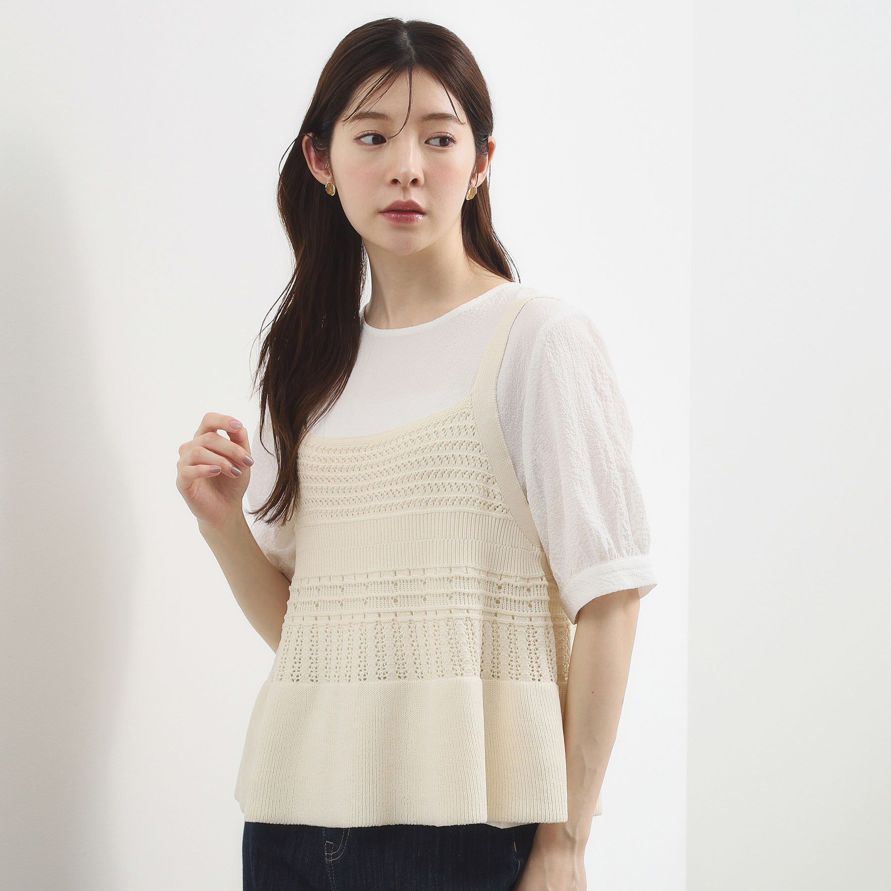 grove「透かし編み切替ニットビスチェ&times;ブラウスセット」|その他|