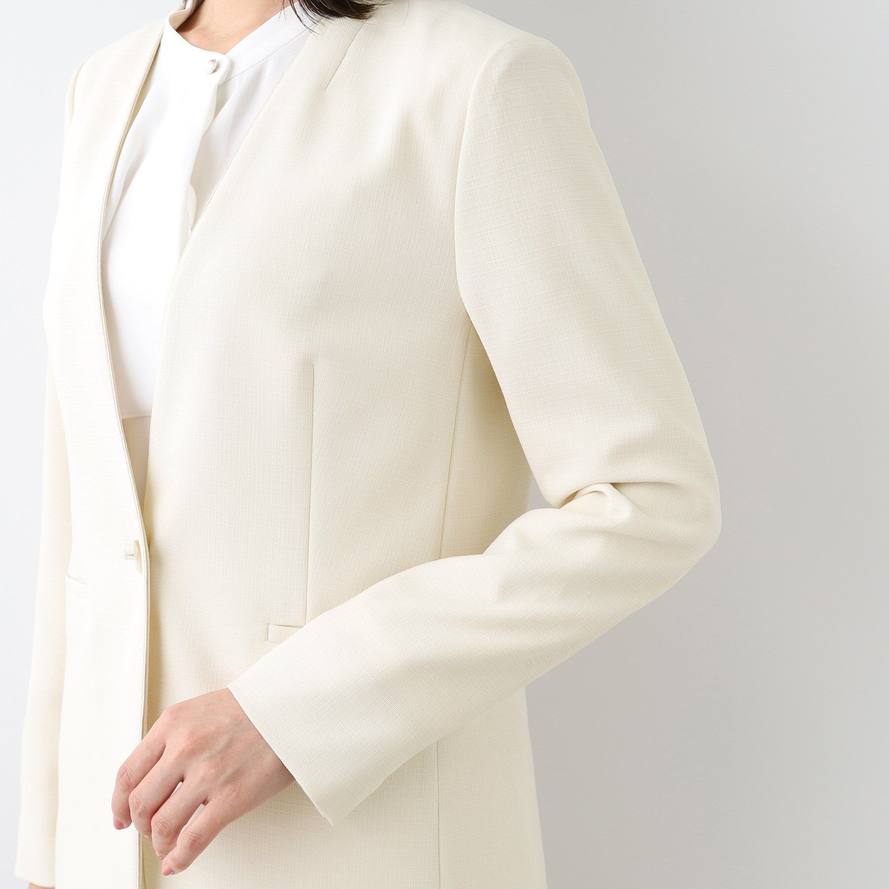 INDIVI「【洗える／スーツ】ノーカラージャケット」|スーツ|