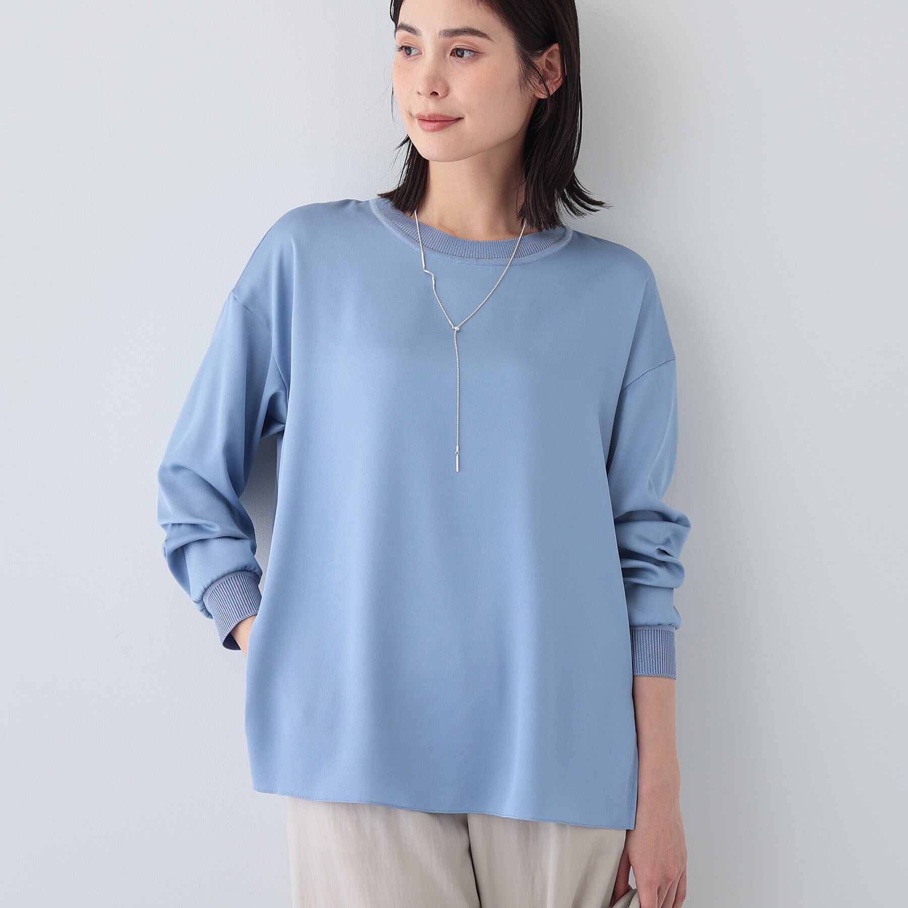 INDIVI「【洗える】異素材ドッキングトップス」|Tシャツ・カットソー|