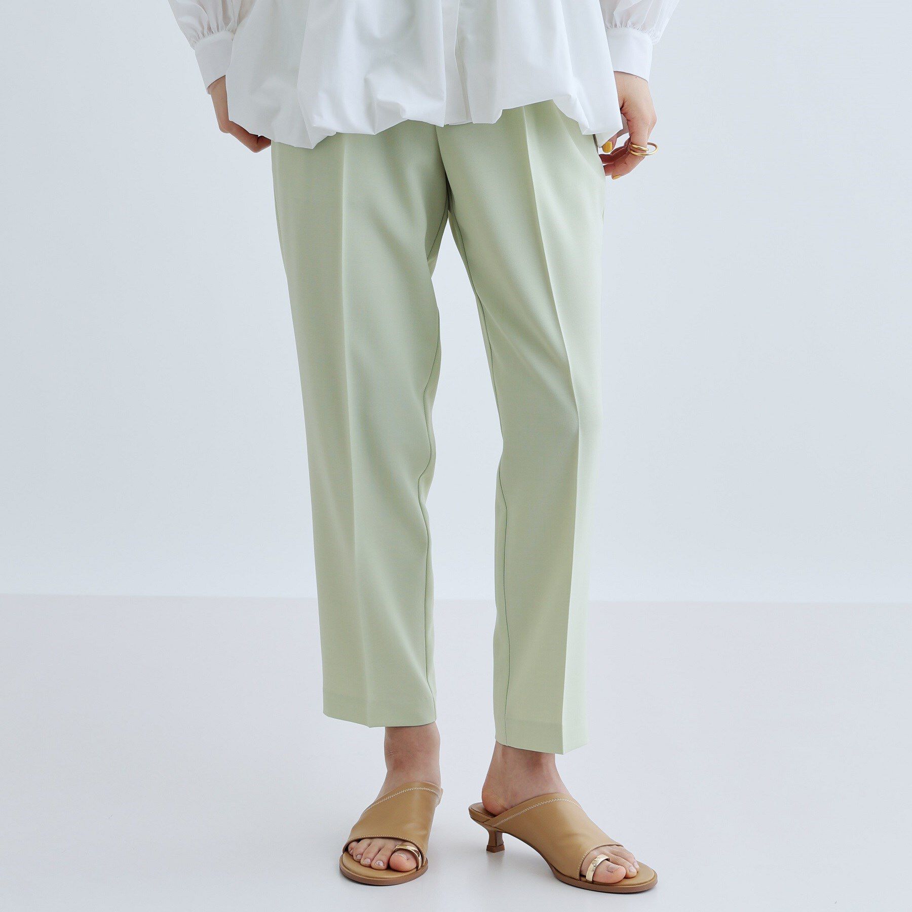 GALLEST「【接触冷感／セットアップ対応】イージーテーパードパンツ【通勤・セレモニー】」|その他|ライトグリーン(02