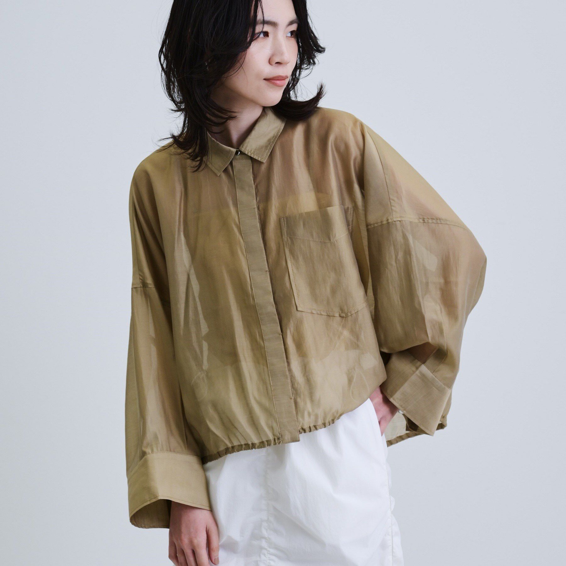 GALLEST「【再入荷】シアーローンステンカラーシャツ/シアーシャツ/シアートップス」|シャツ・ブラウス|