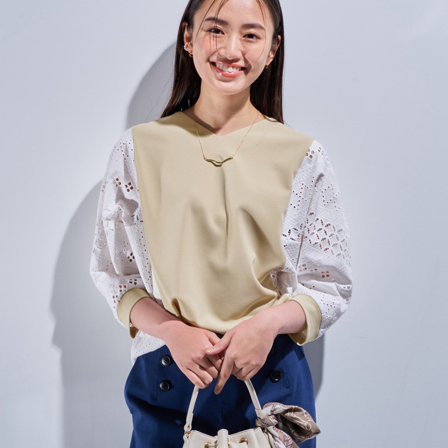 INDIVI「【洗える／体型カバー】レースコンビトップス」|Tシャツ・カットソー|