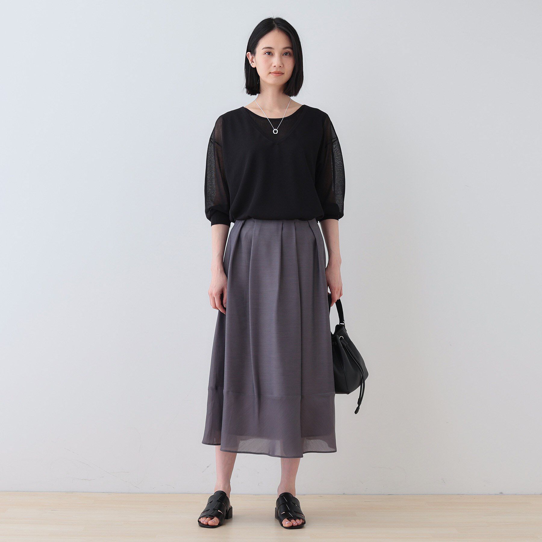 INDIVI「【洗える／シアーラメ】レイヤード風ニット」|ニット・セーター|