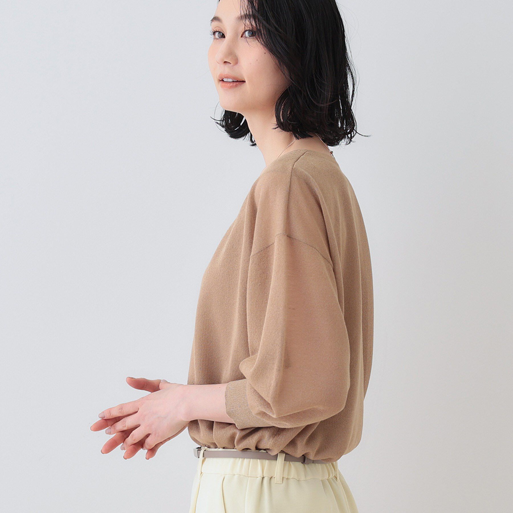 INDIVI「【洗える／シアーラメ】レイヤード風ニット」|ニット・セーター|