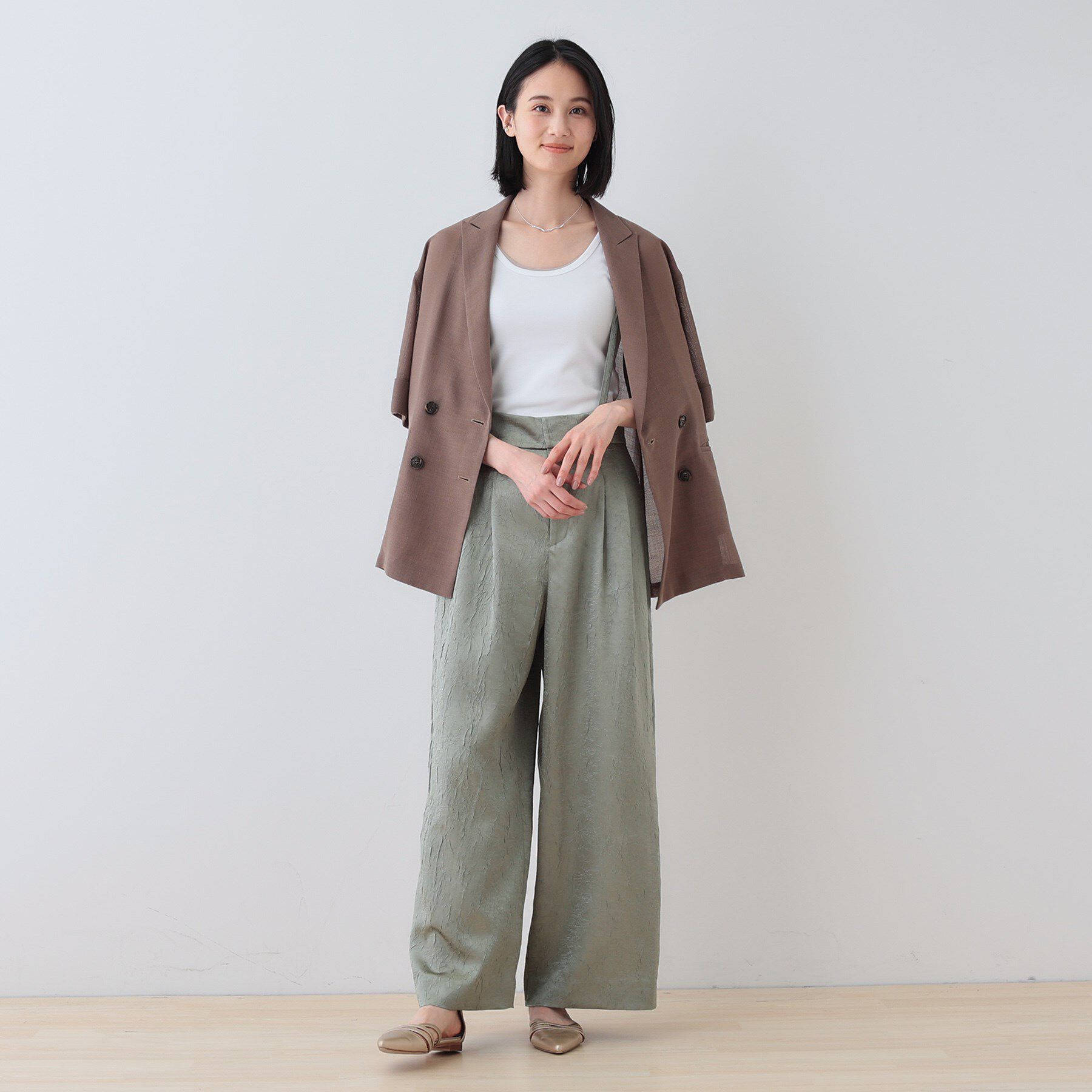 INDIVI「【サスペンダー付き】2WAYクラッシュサテンパンツ」|その他|