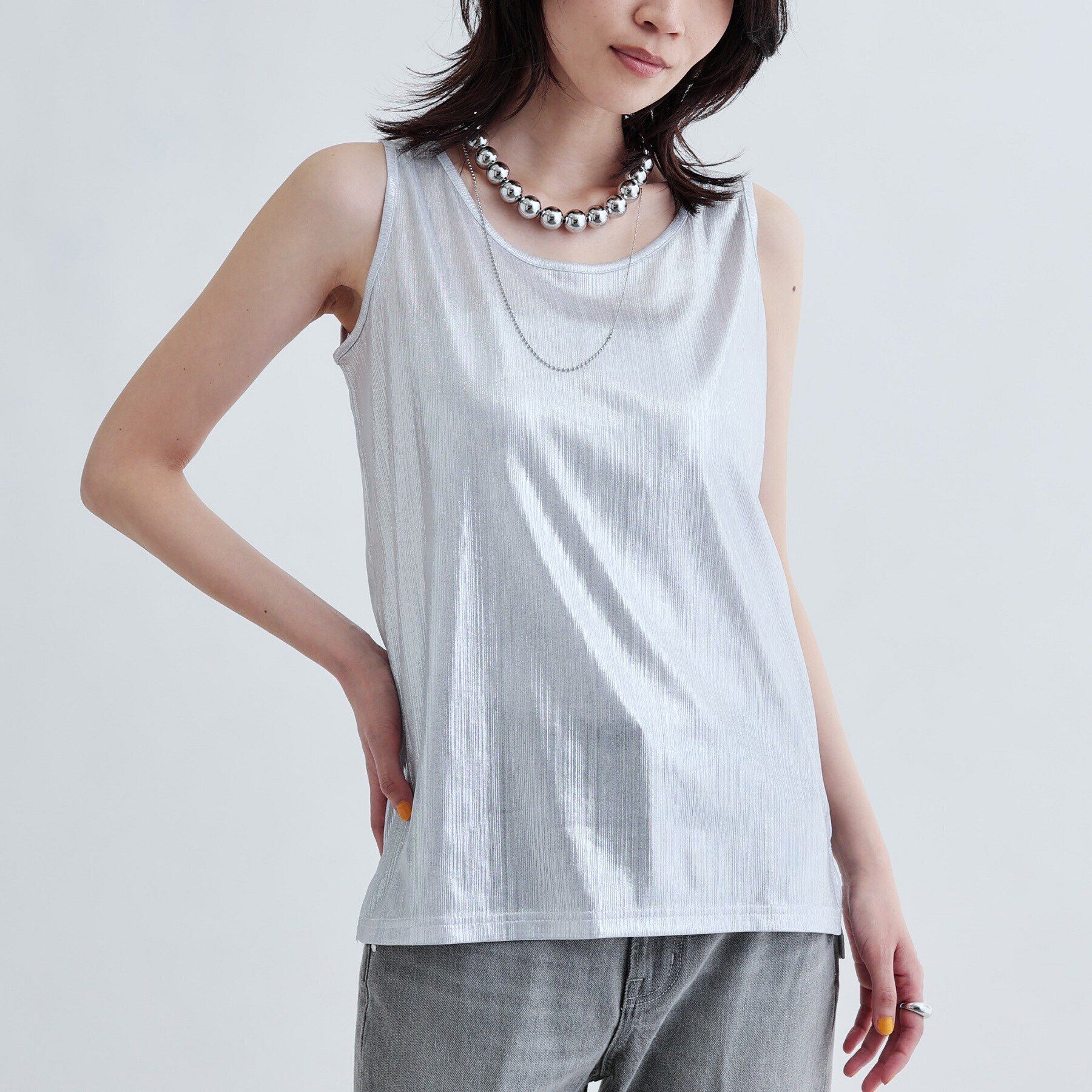 GALLEST「【再入荷】箔プリントタンクトップ」|キャミソール|ホワイト(001)