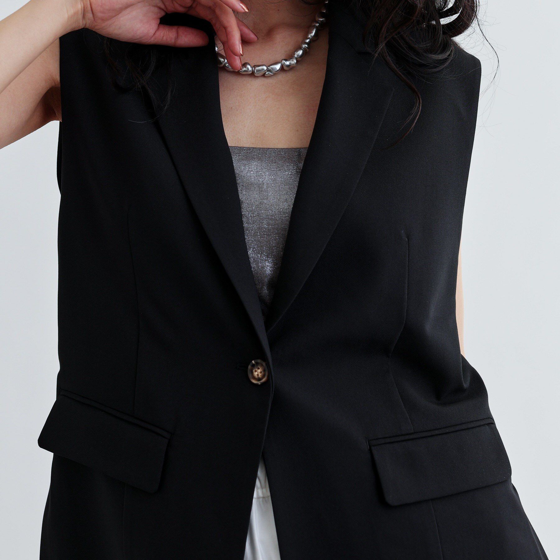 GALLEST「【セットアップ対応】リネンライクジレジャケット【カセット服/通勤・オフィス】」|ベスト・ジレ|