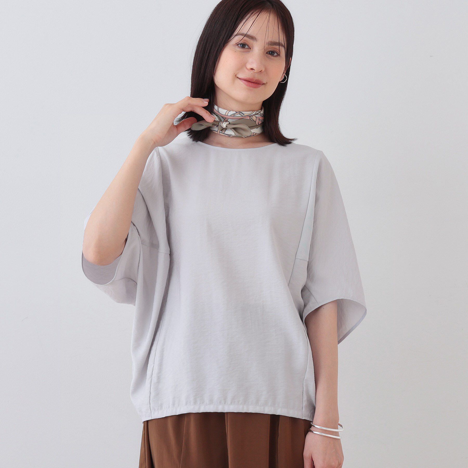 INDIVI「【洗える／5分袖／UVケア／SETUP可能】モモンガスリーブブラウス」|シャツ・ブラウス|