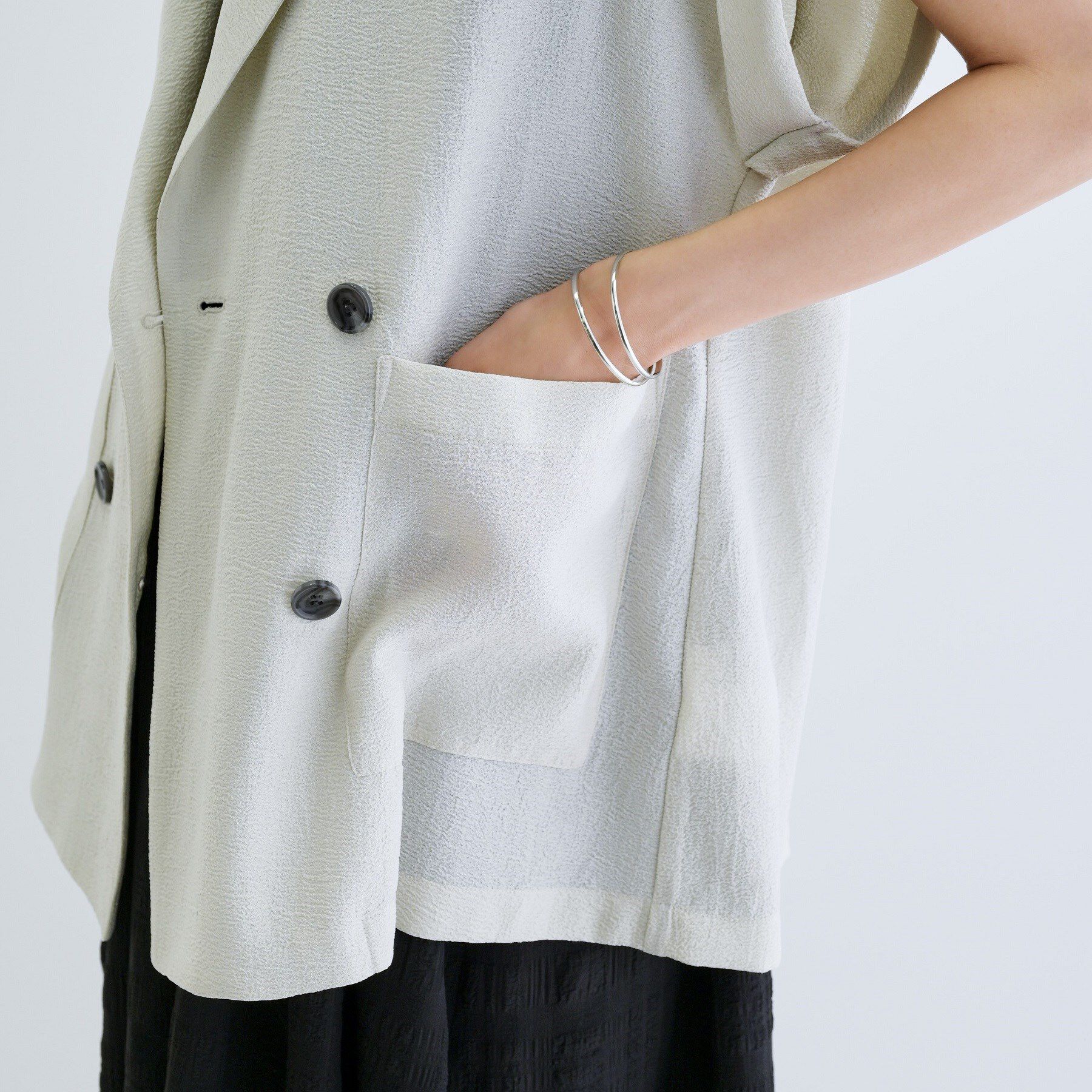 GALLEST「ワッシャー半袖シャツジャケット」|テーラードジャケット|