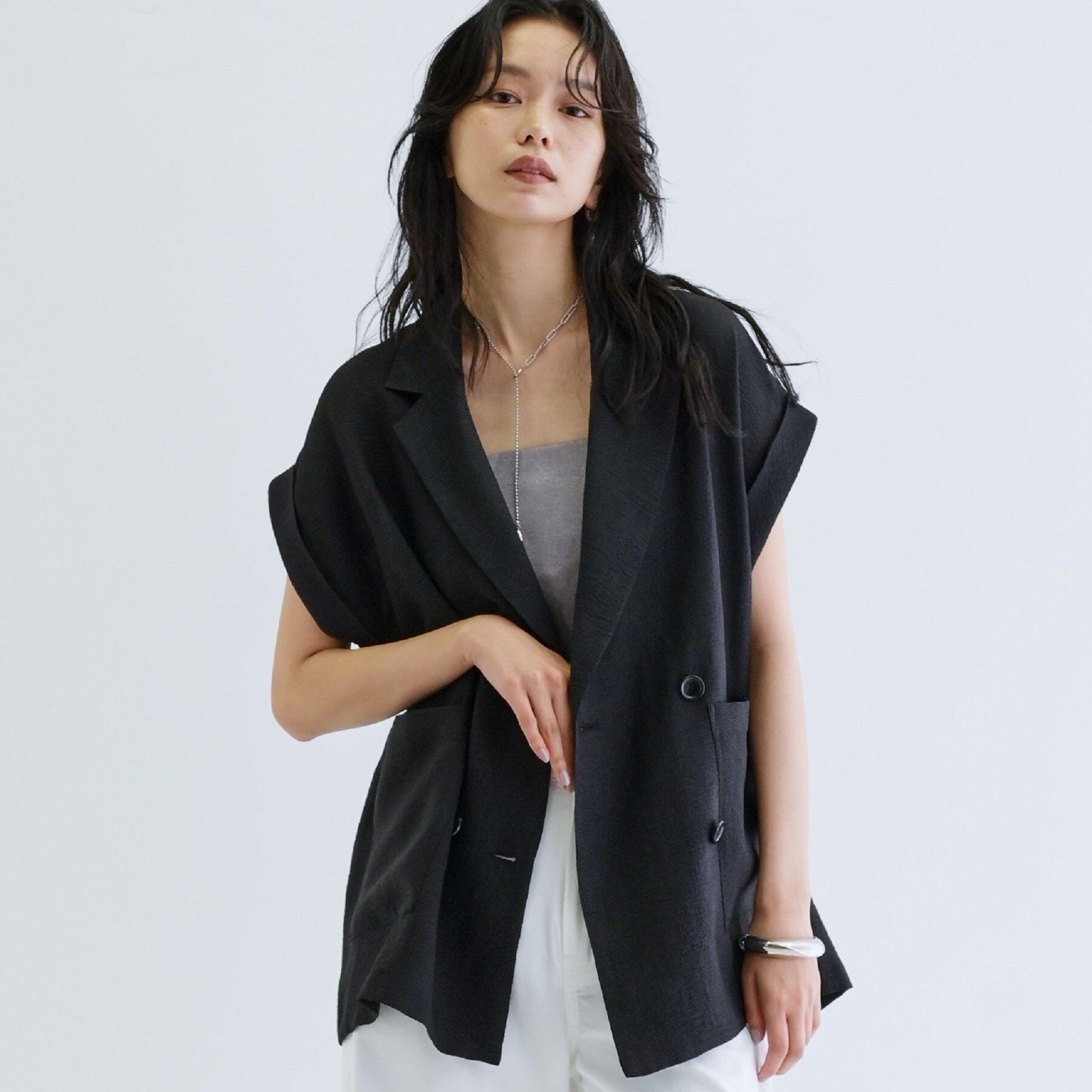 GALLEST「ワッシャー半袖シャツジャケット」|テーラードジャケット|