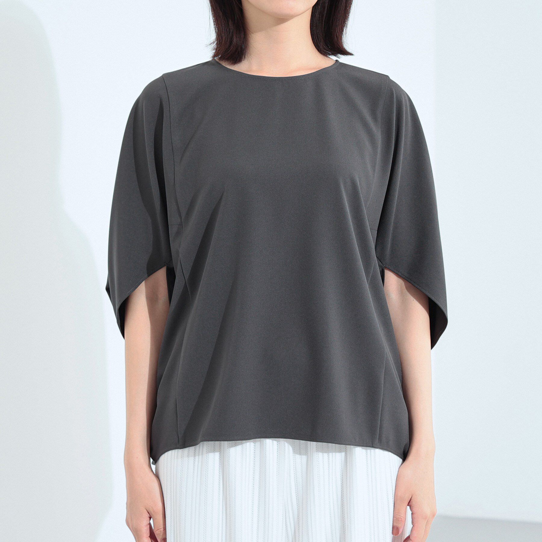 INDIVI「【体型カバー/SETUP可能】ジョーゼット　ドルマンブラウス」|シャツ・ブラウス|