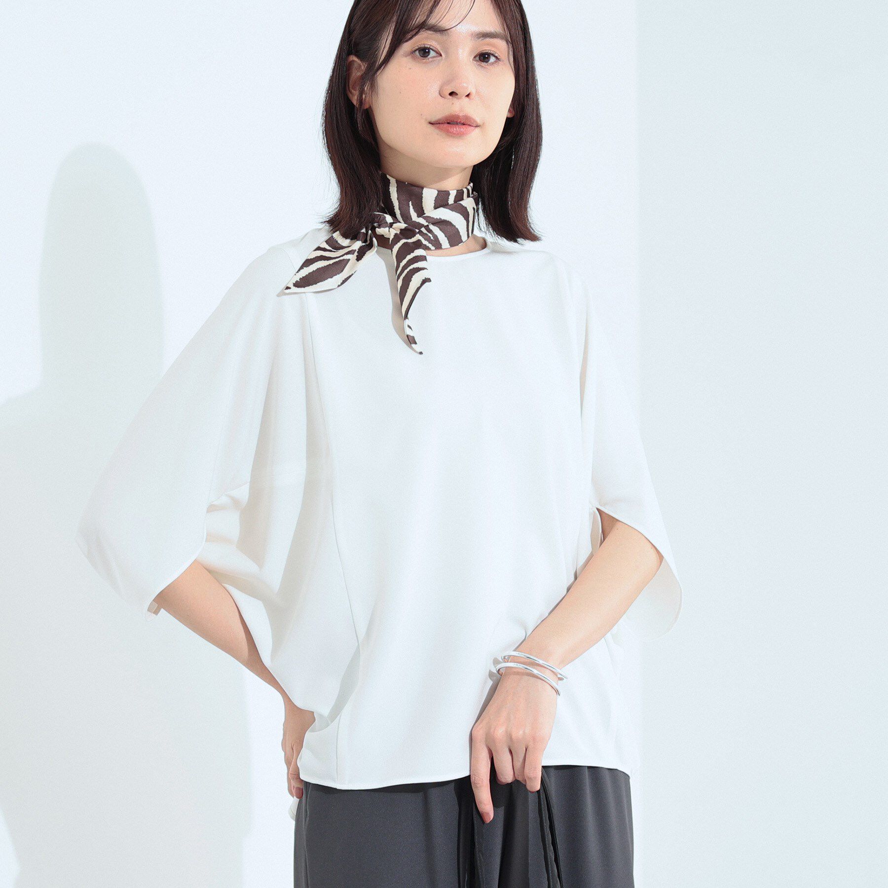 INDIVI「【体型カバー/SETUP可能】ジョーゼット　ドルマンブラウス」|シャツ・ブラウス|