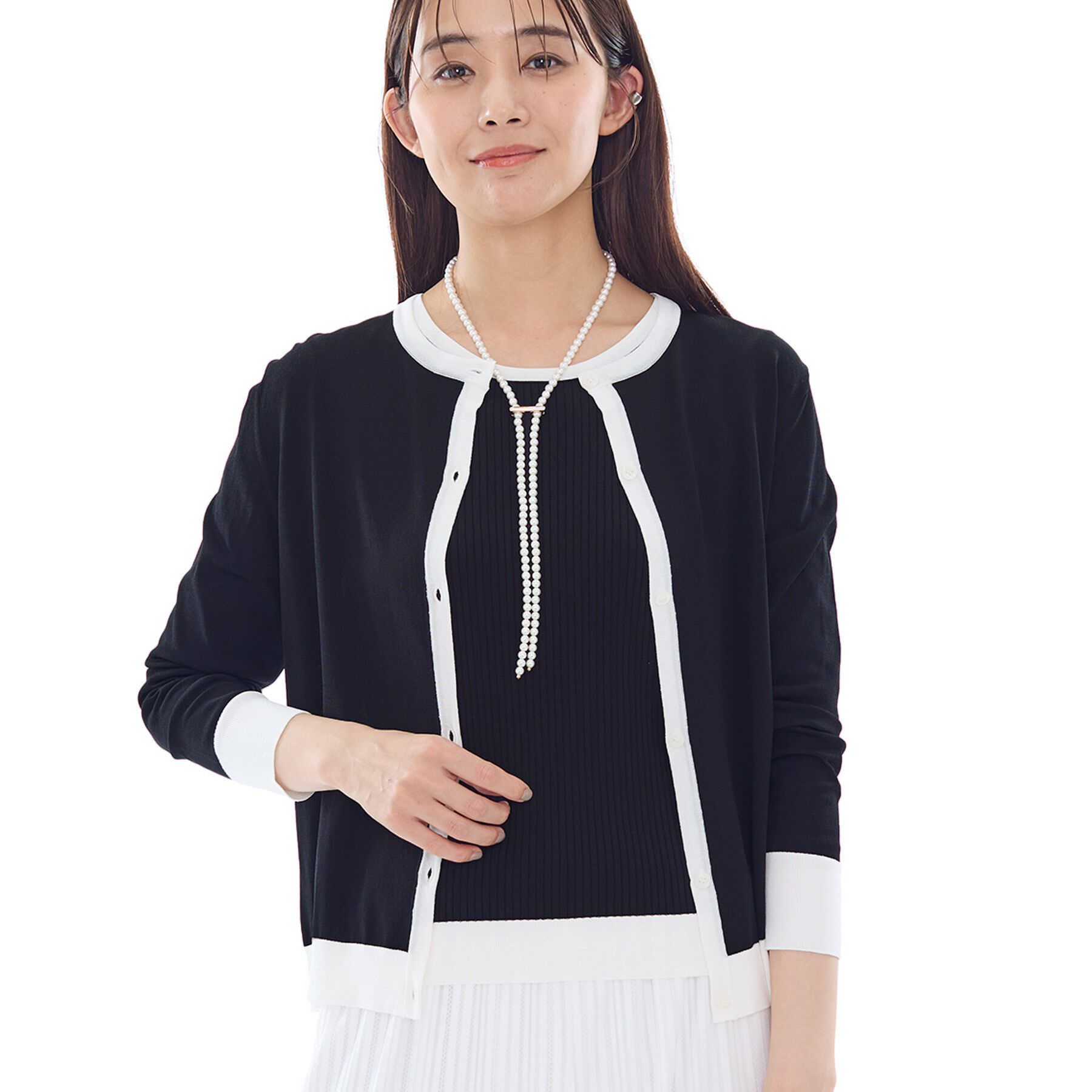 INDIVI「【通年活躍！／アンサンブル可能】クルーネックカーディガン」|カーディガン|