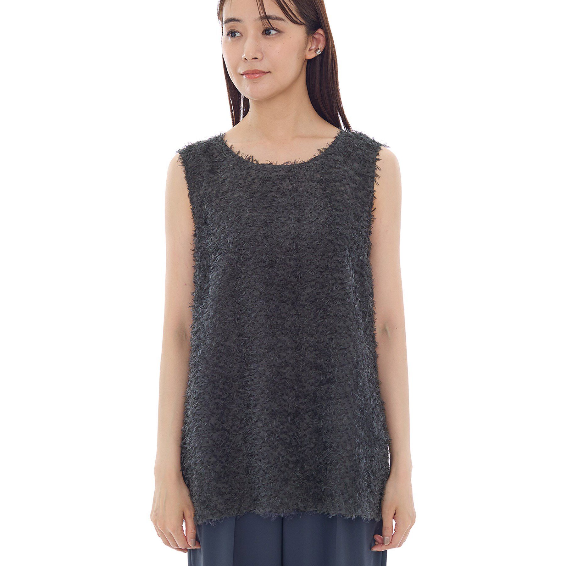 INDIVI「【インナーとしても活躍！】フリンジジャカードチュニック」|シャツ・ブラウス|