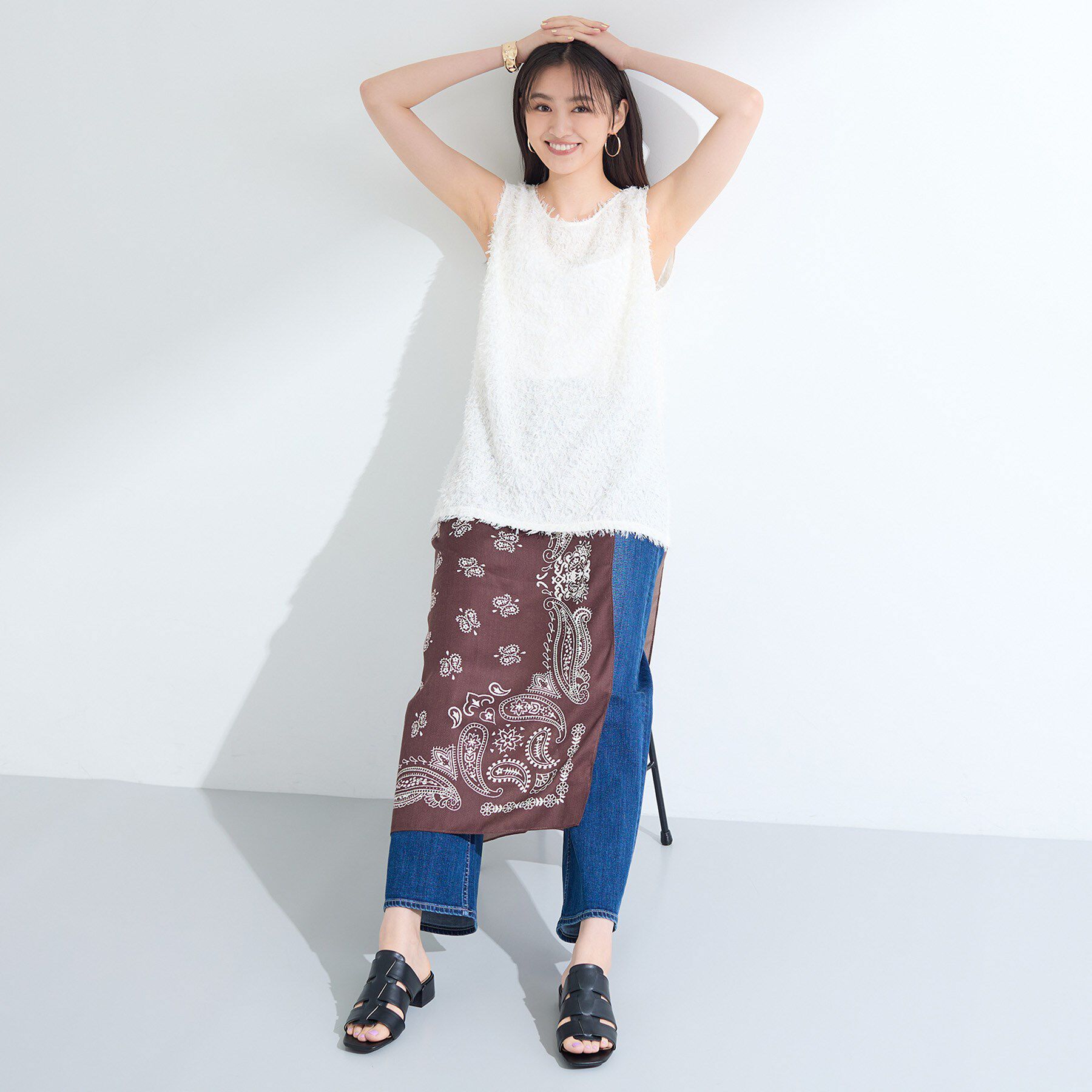 INDIVI「【インナーとしても活躍！】フリンジジャカードチュニック」|シャツ・ブラウス|