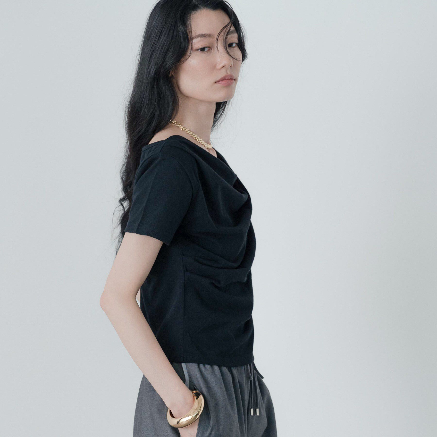 GALLEST「ドレープクロップドカットソー」|Tシャツ・カットソー|