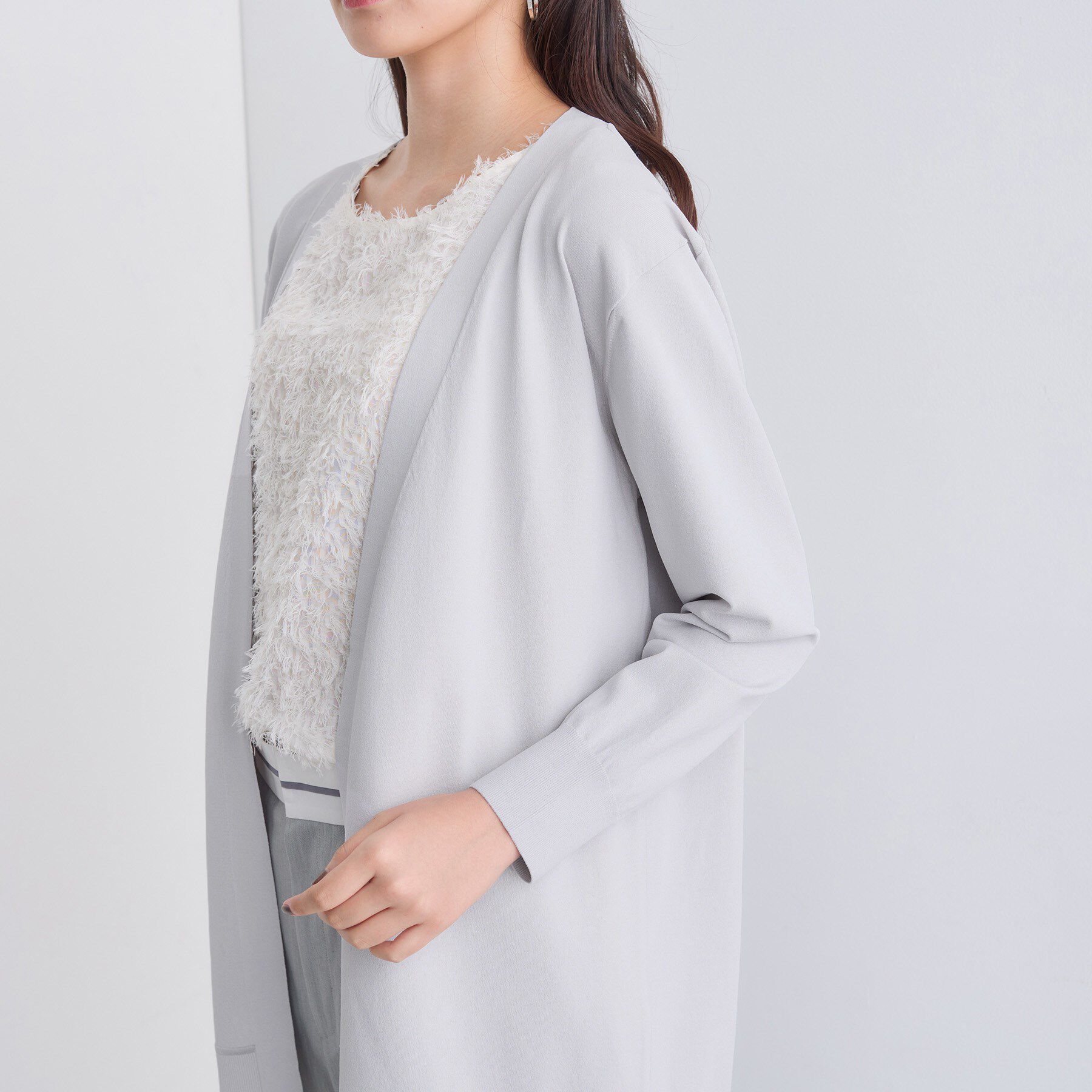 INDIVI「【洗える】着流しロングカーディガン」|カーディガン|