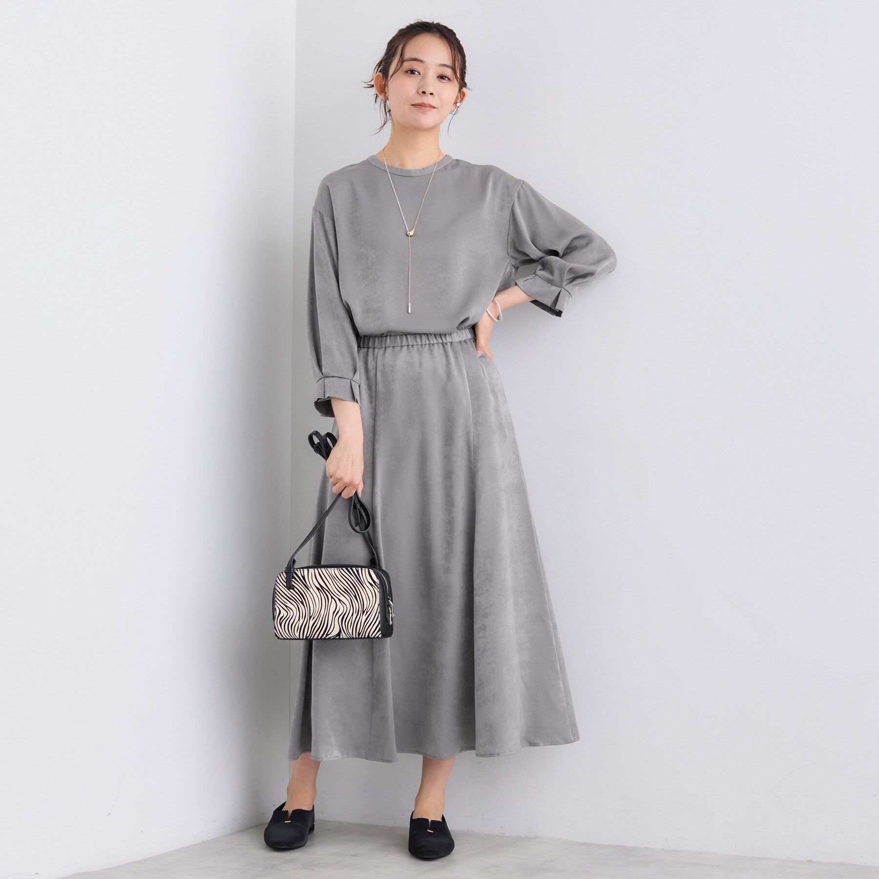 INDIVI「【UVケア／セットアップ可能】スエード調サテンスカート」|スカート|