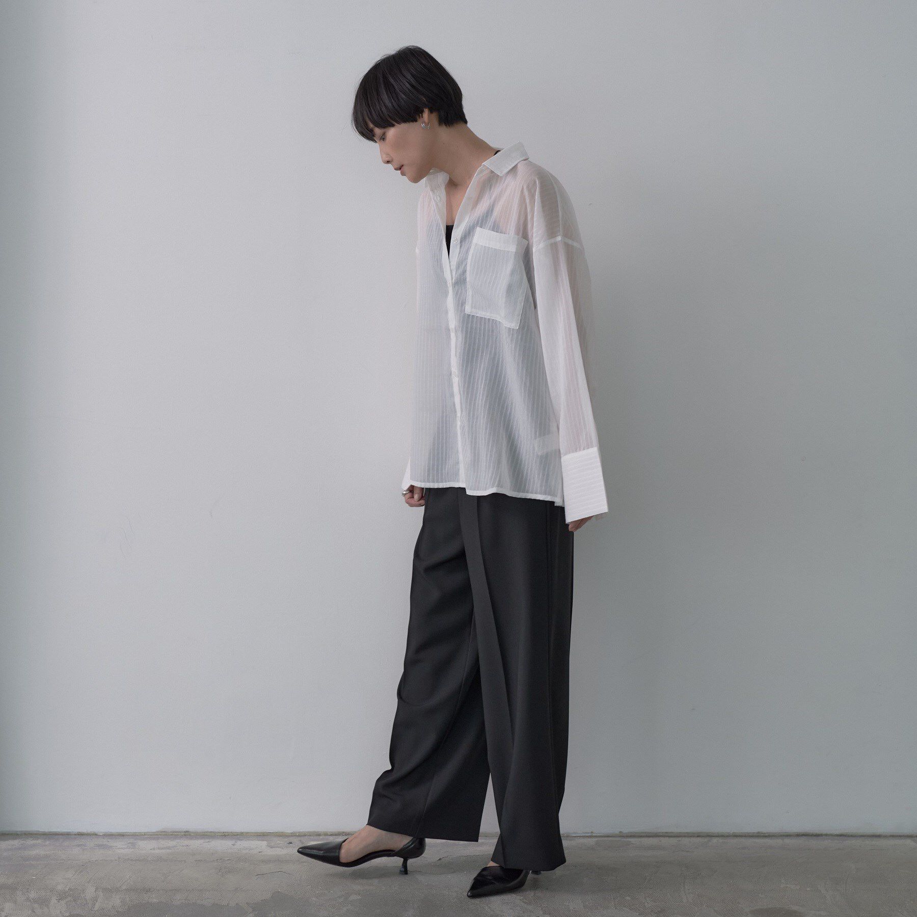 GALLEST「ワイドカフスシアーストライプシャツ/秋服/シアーシャツ」|シャツ・ブラウス|