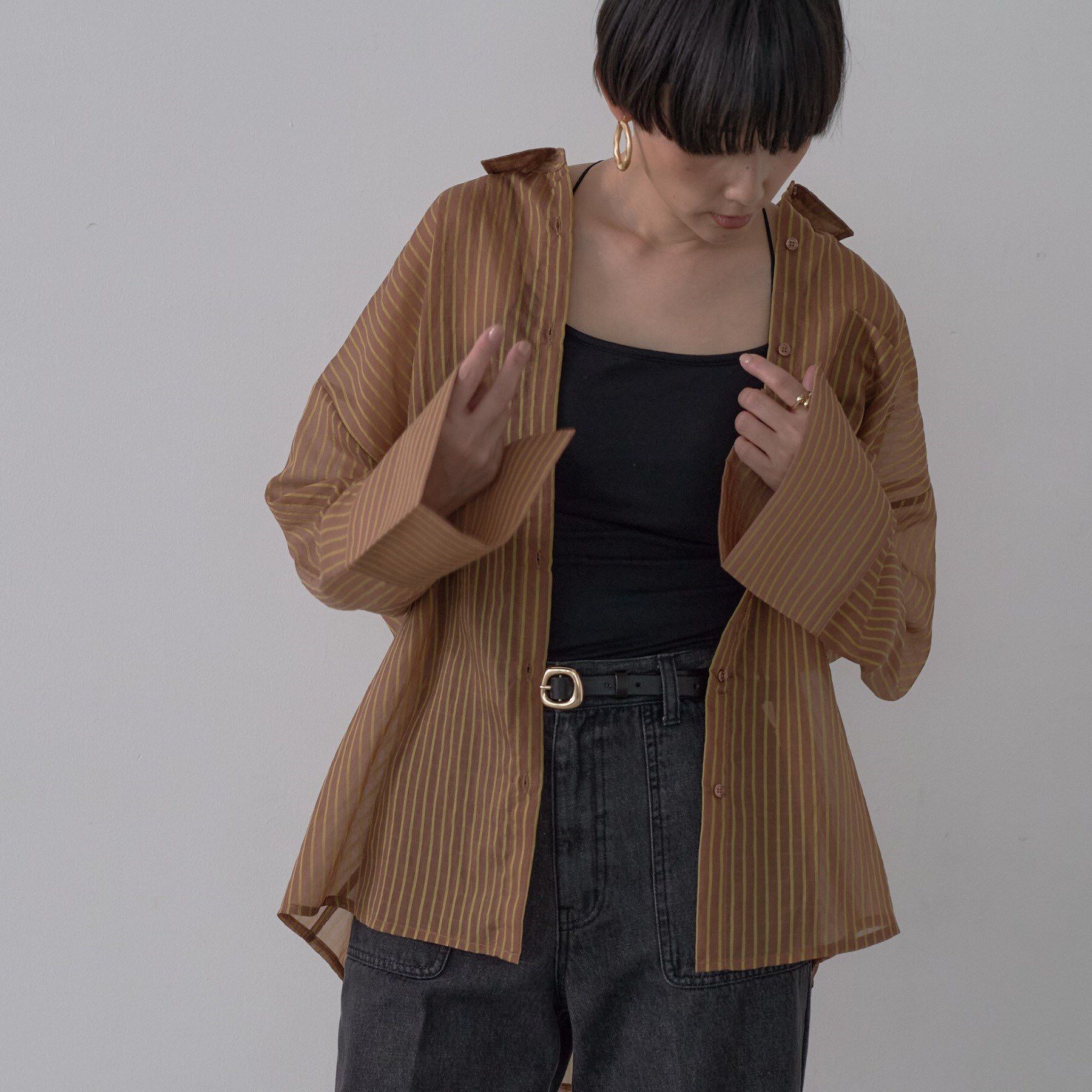GALLEST「ワイドカフスシアーストライプシャツ/秋服/シアーシャツ」|シャツ・ブラウス|