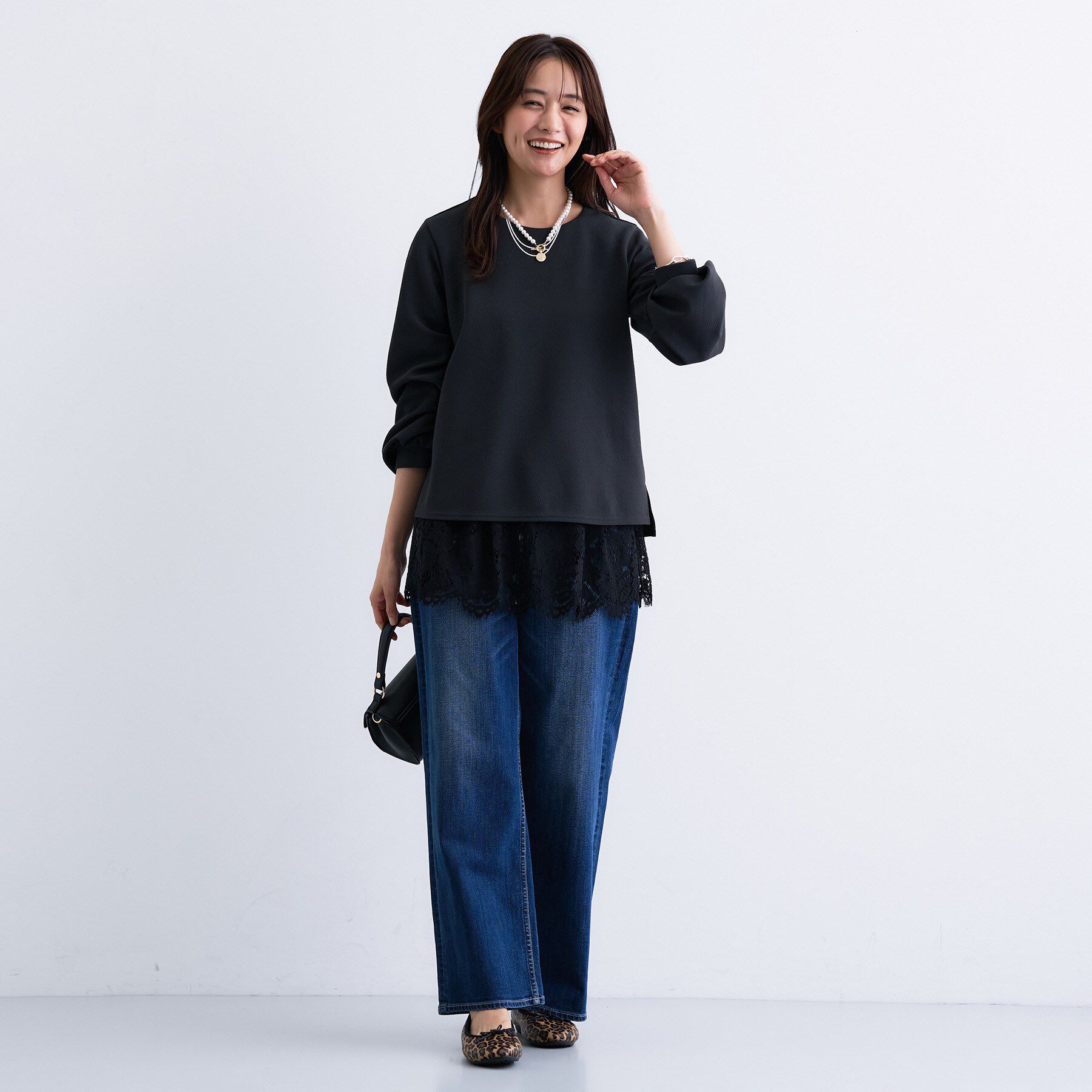 INDIVI「【SETUP可能／袖コンシャス】ダンボールジャージトップス」|Tシャツ・カットソー|