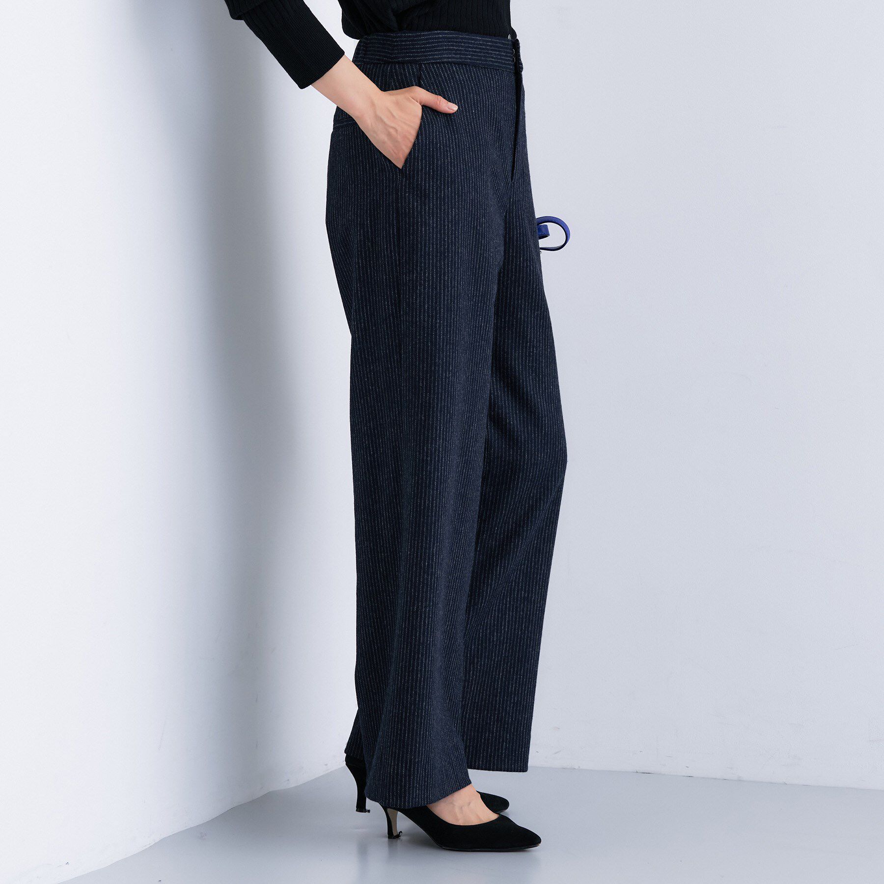 INDIVI「【褒められパンツ／ウール混】ウォームウール ワイドパンツ」|その他|