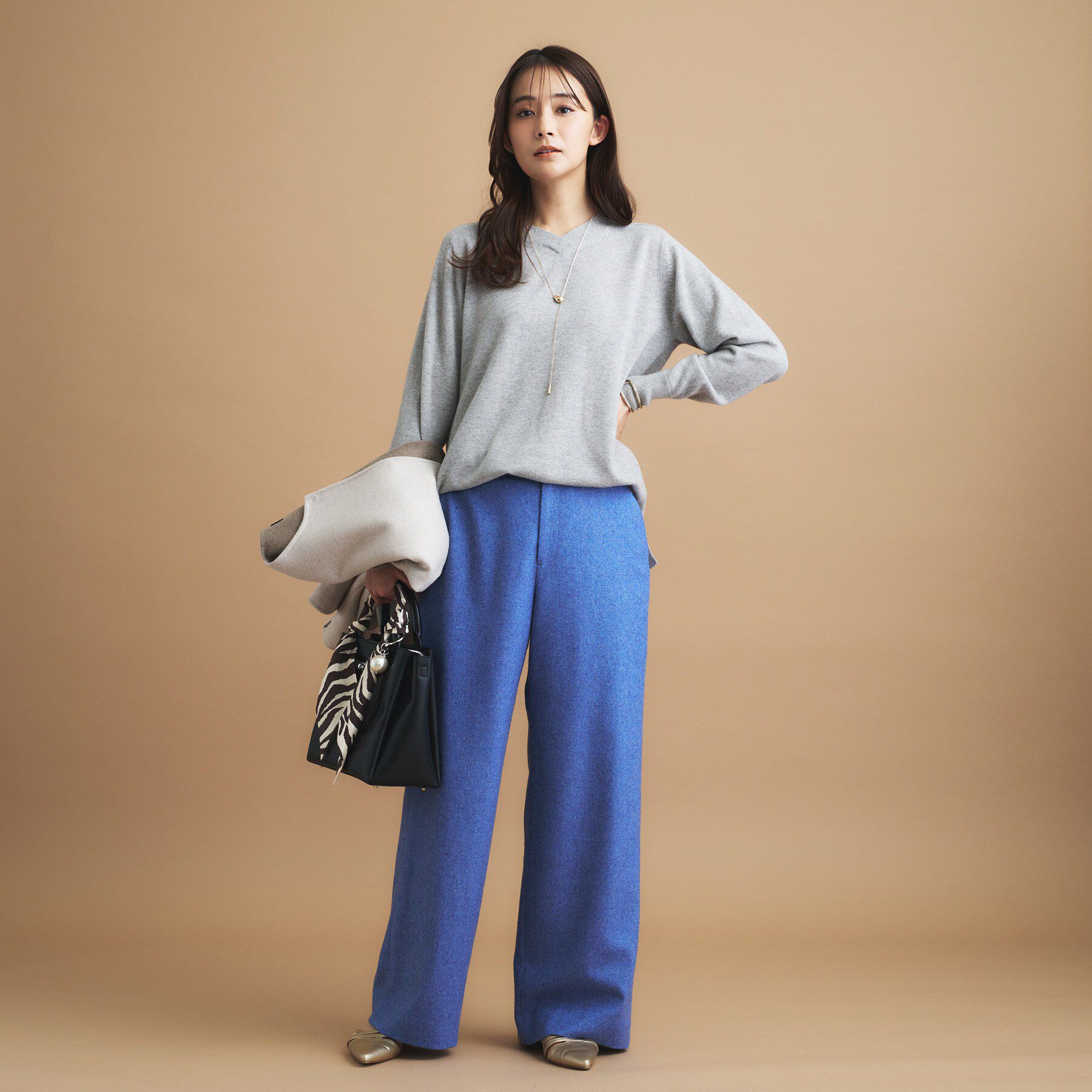 INDIVI「【褒められパンツ／ウール混】ウォームウール ワイドパンツ」|その他|