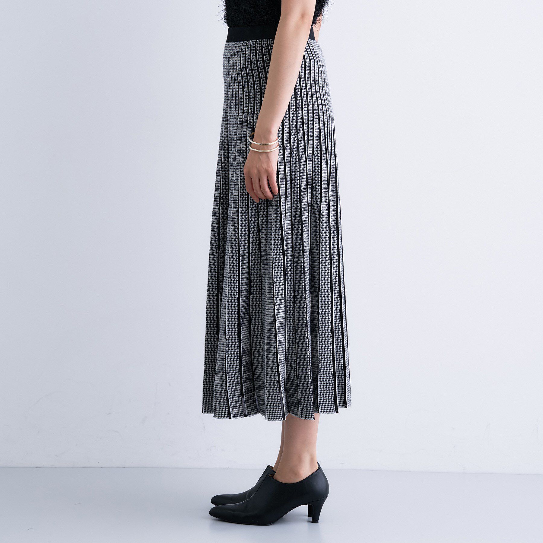 INDIVI「【洗える／SETUP可能】ジャカードニット プリーツスカート」|スカート|