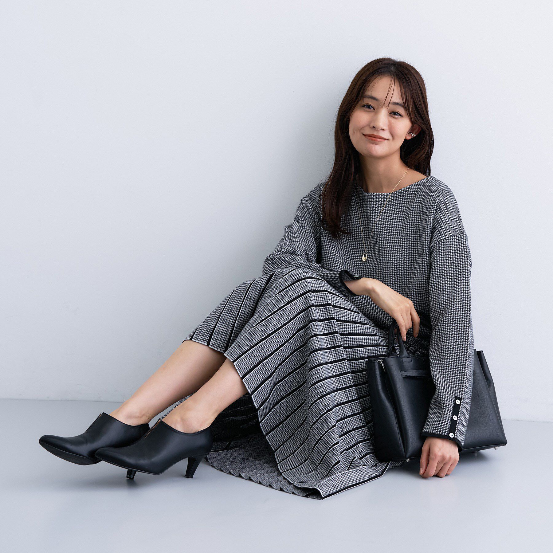 INDIVI「【洗える／SETUP可能】ジャカードニット プリーツスカート」|スカート|