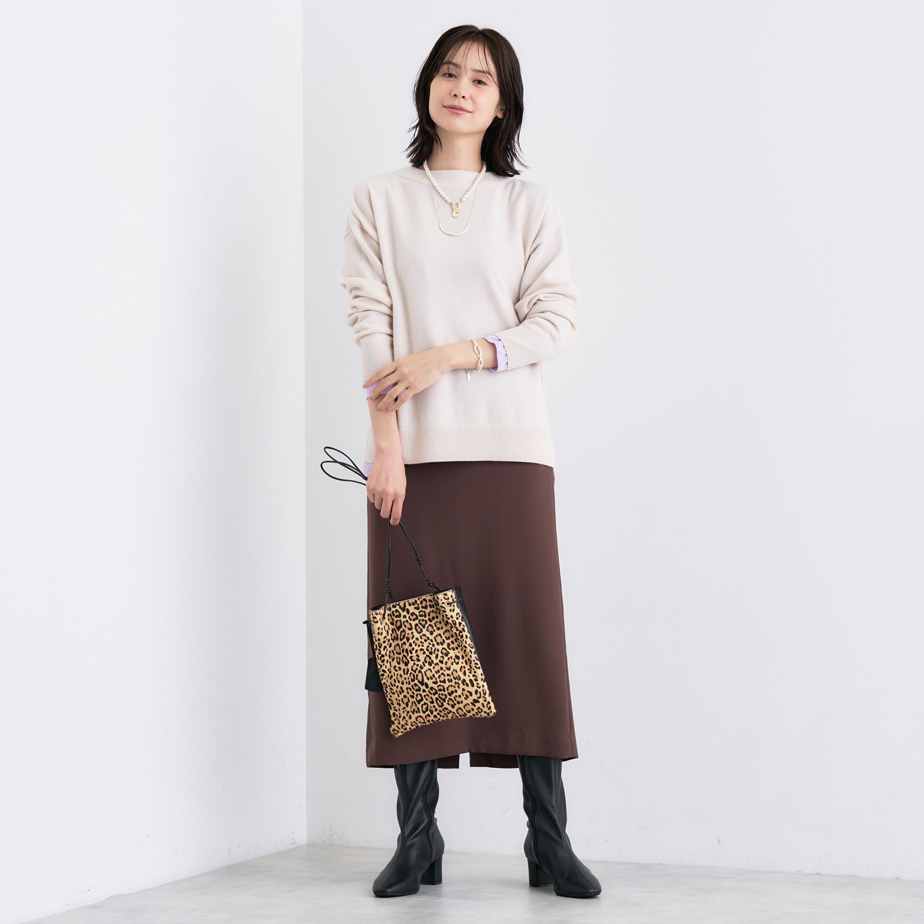 INDIVI「【洗える／カシミヤ混】ボトルネック ドルマンスリーブニット」|ニット・セーター|