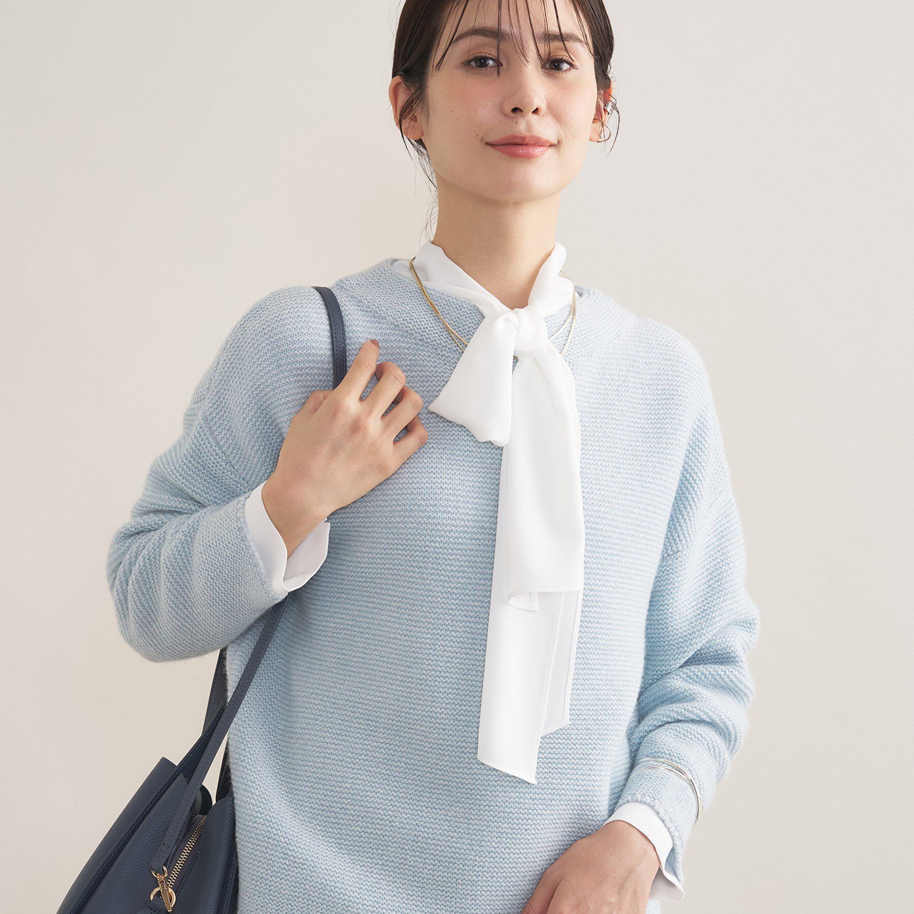 INDIVI「【洗える／大人ラメ】カラーMIXボトルネックニット」|ニット・セーター|