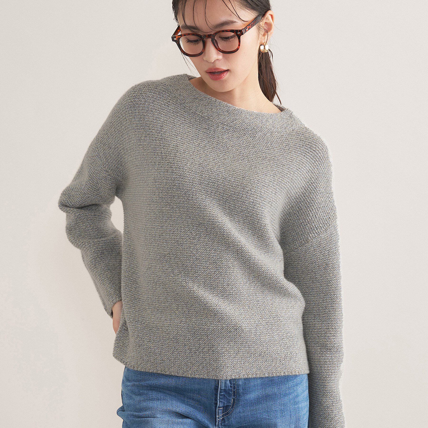 INDIVI「【洗える／大人ラメ】カラーMIXボトルネックニット」|ニット・セーター|