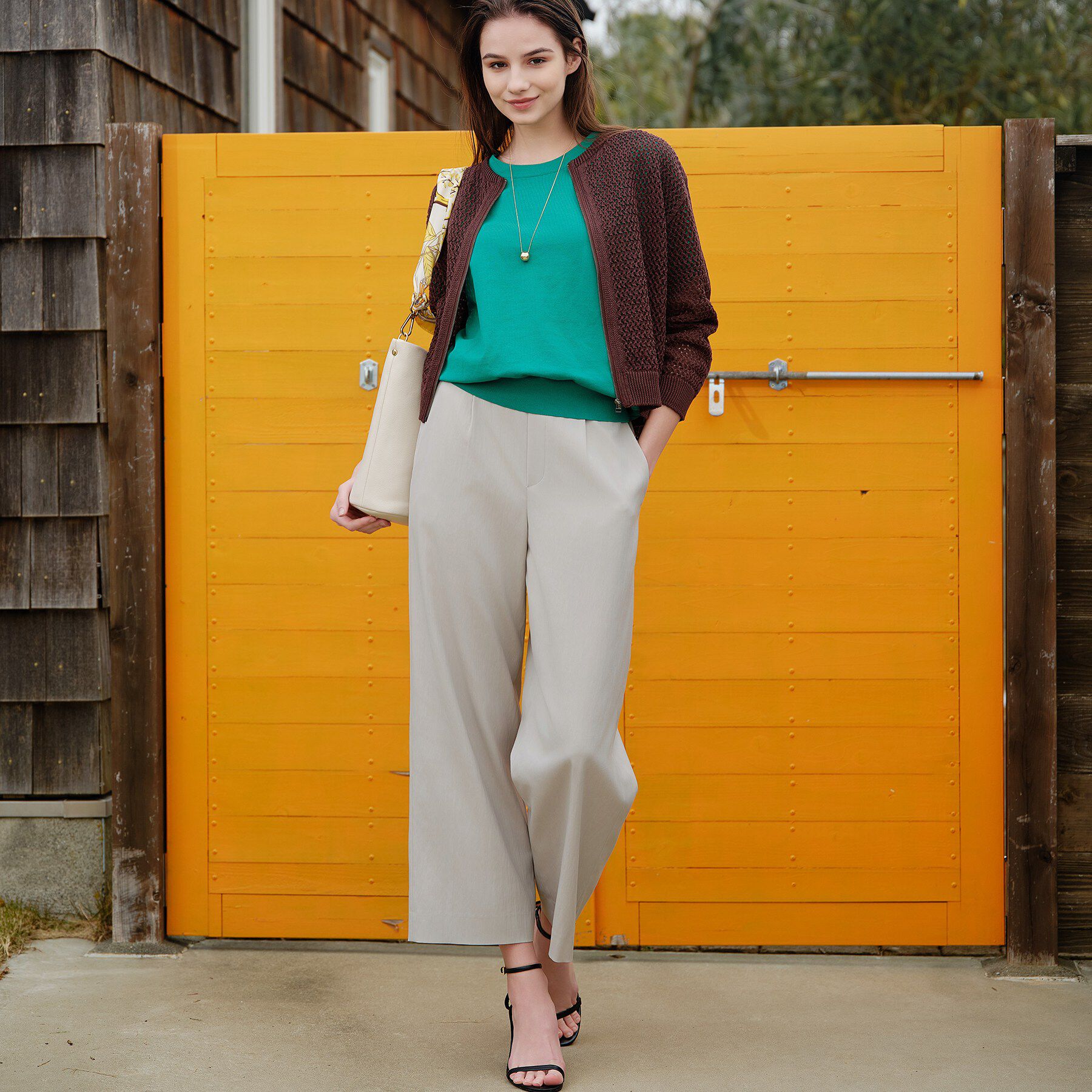 INDIVI「【洗える／コットン】メッシュジップニットカーディガン」|カーディガン|