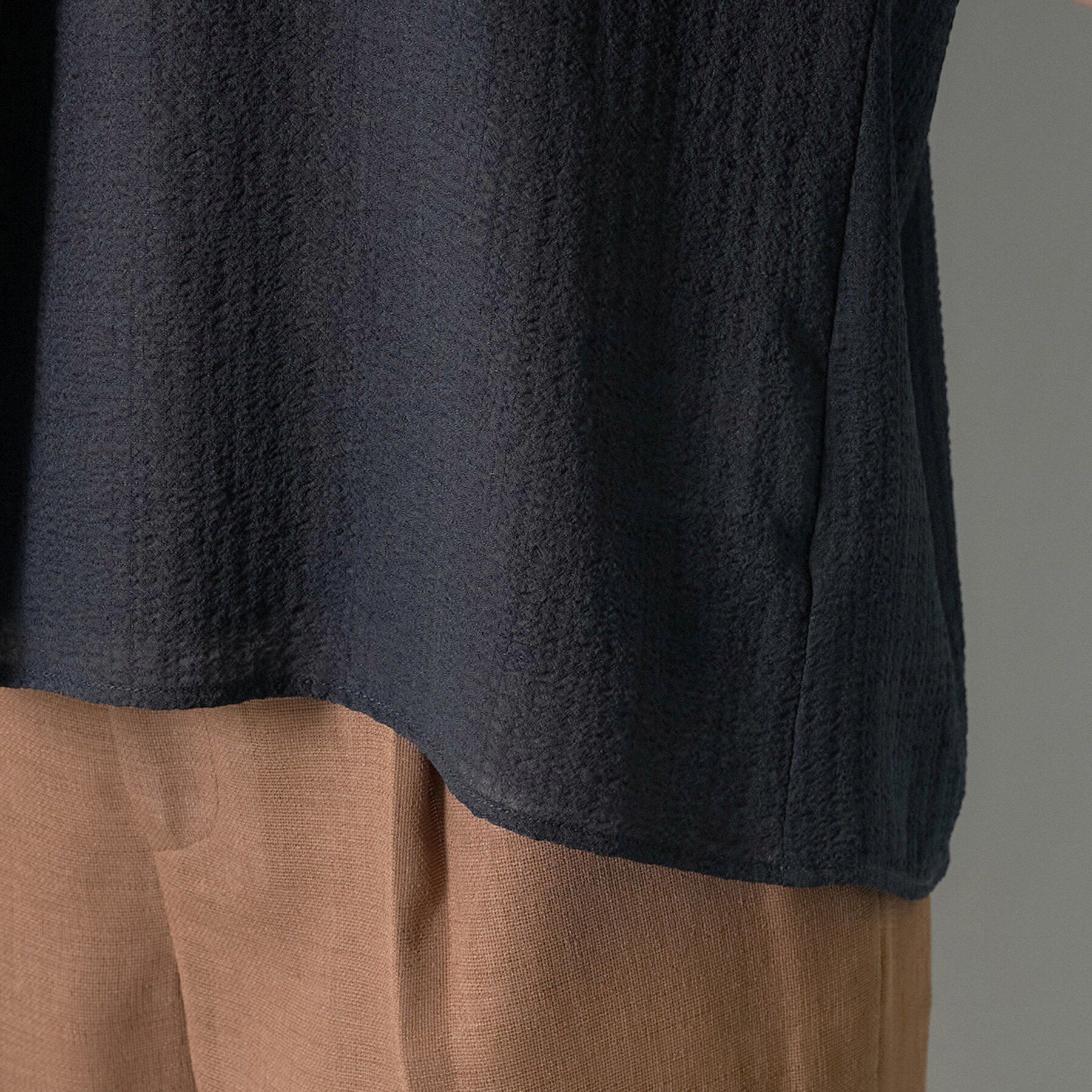 INDIVI「【洗える】無地＆チェーン柄 ギャザートップス」|シャツ・ブラウス|