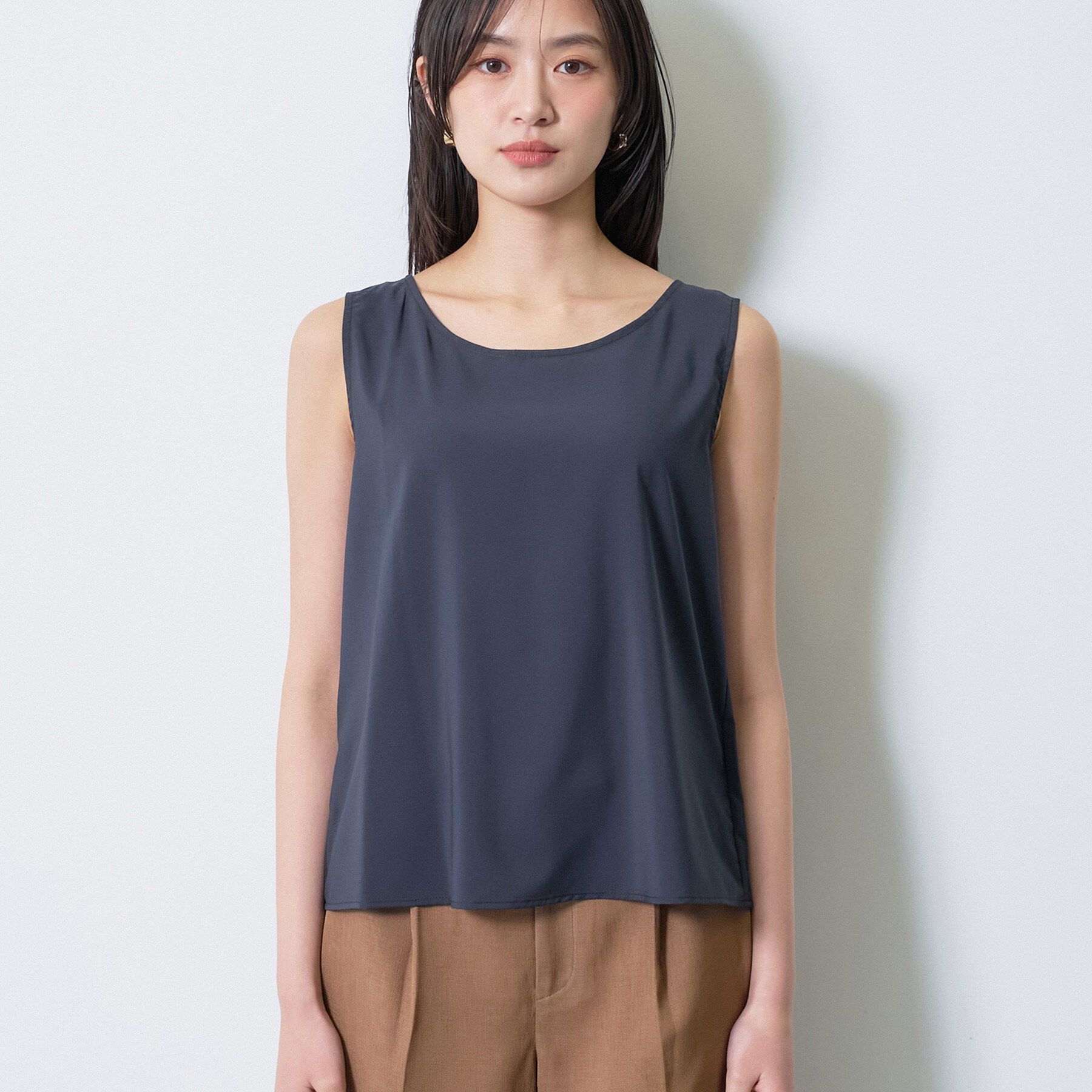 INDIVI「【洗える】無地＆チェーン柄 ギャザートップス」|シャツ・ブラウス|