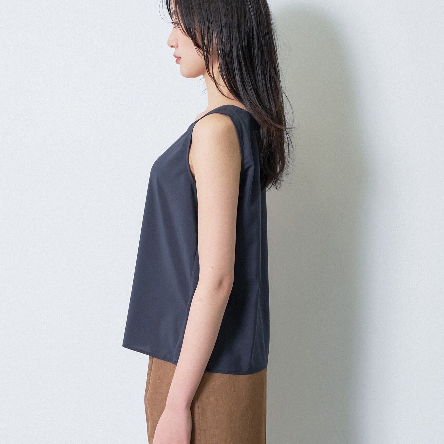 INDIVI「【洗える】無地＆チェーン柄 ギャザートップス」|シャツ・ブラウス|